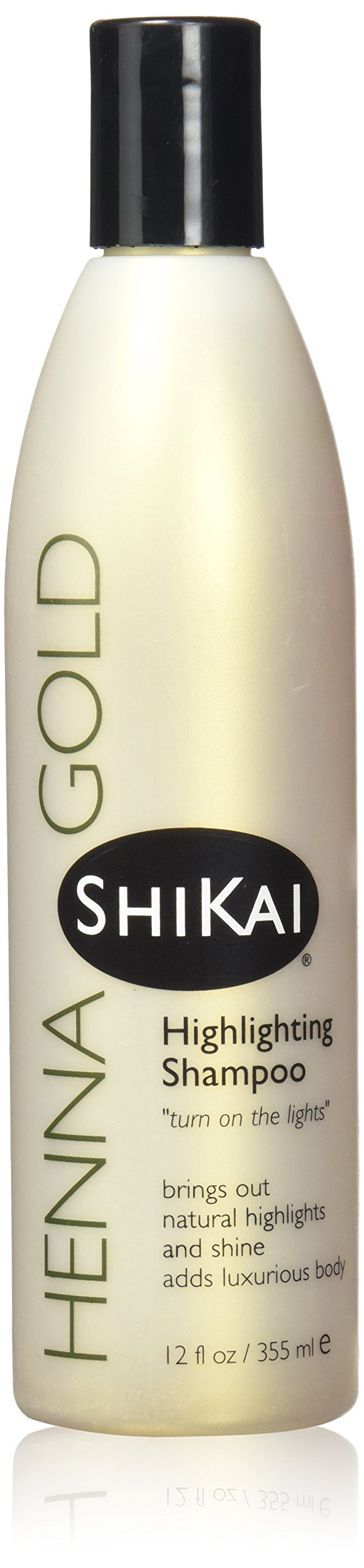ShiKai Henna Gold Shampoing bouteille lumineuse offrant brillance naturelle.