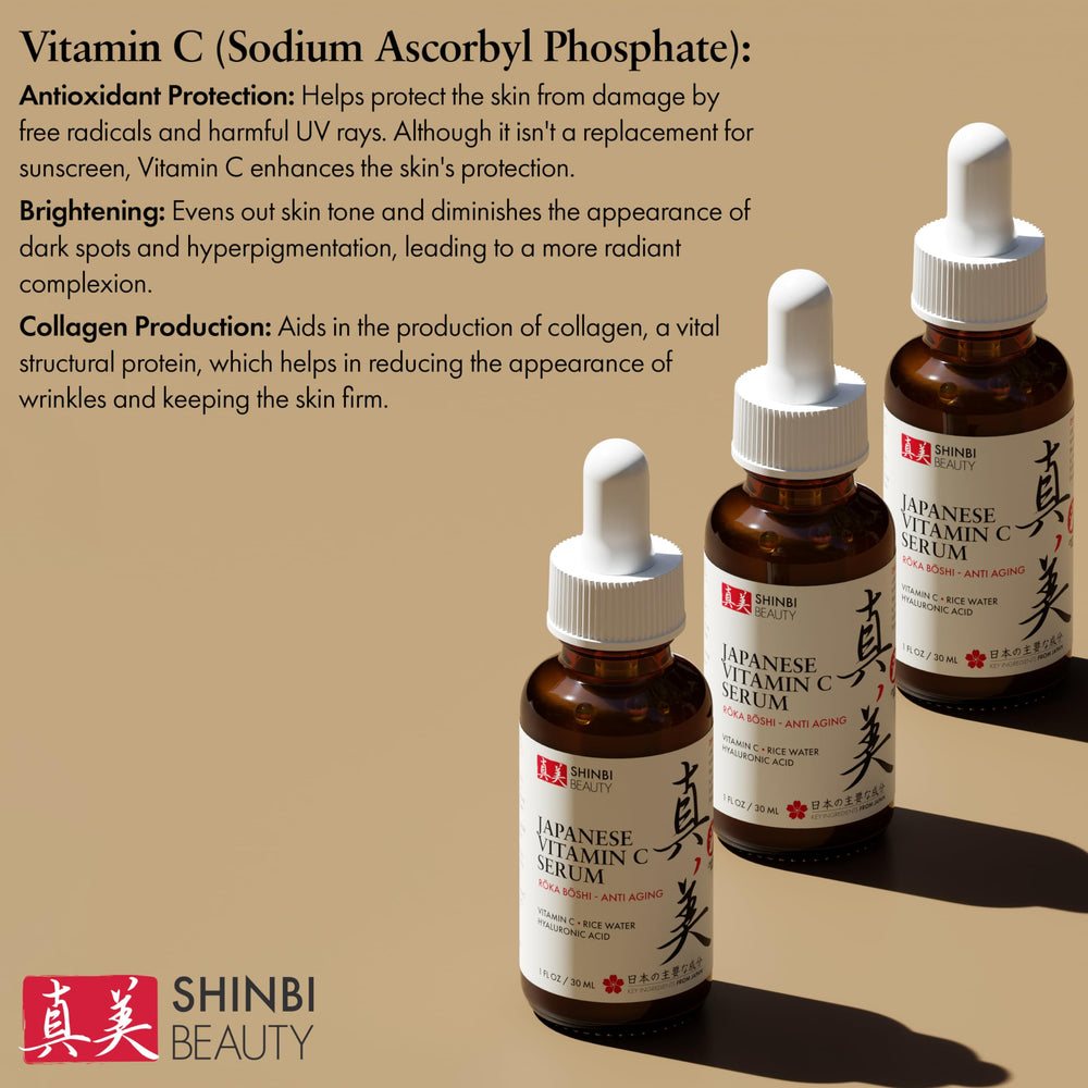 Shinbi Beauty sérum vitamine C — effet brillance et teint plus uniforme.