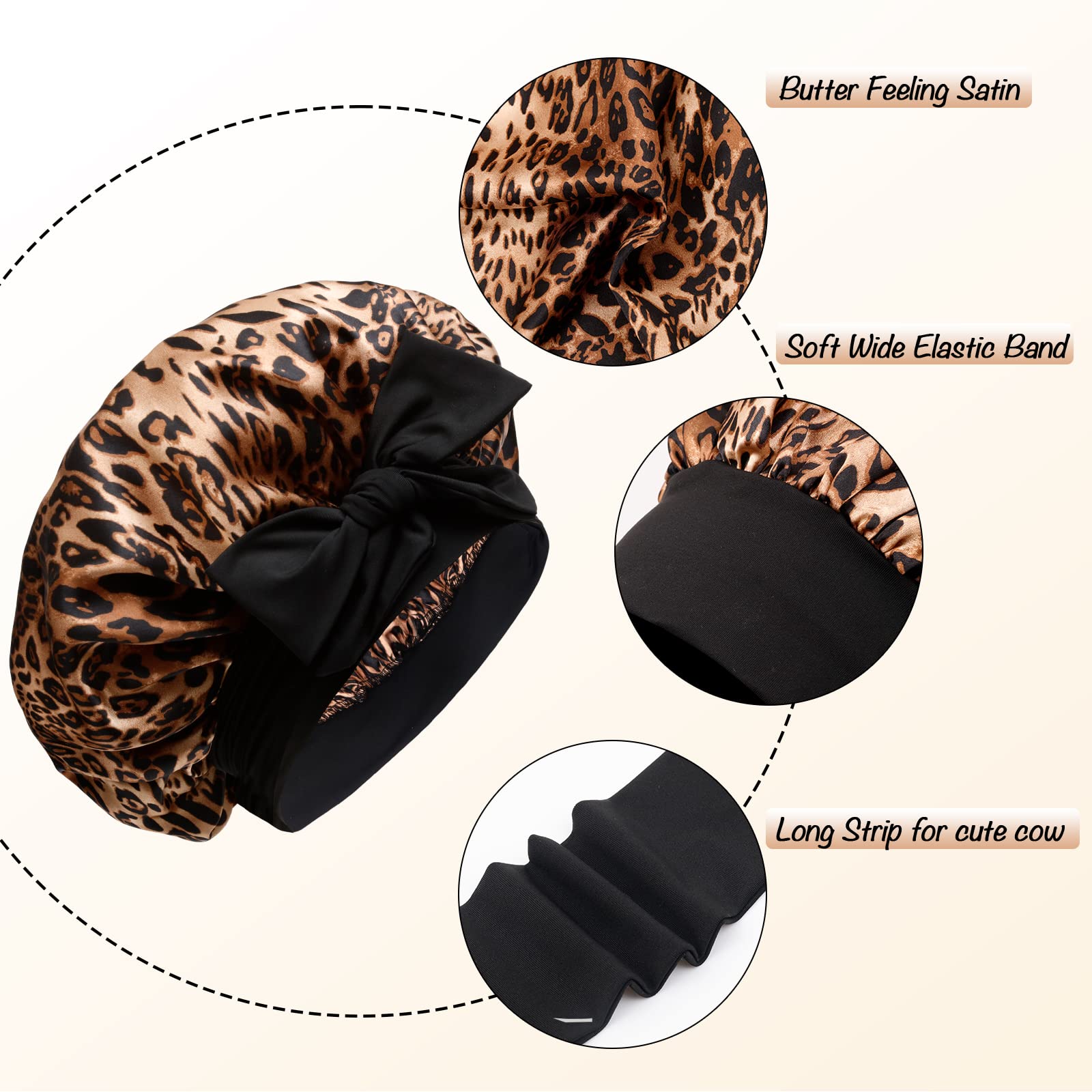 SHINEONME bande extensible satin noir, attache sécurisante sans pression.