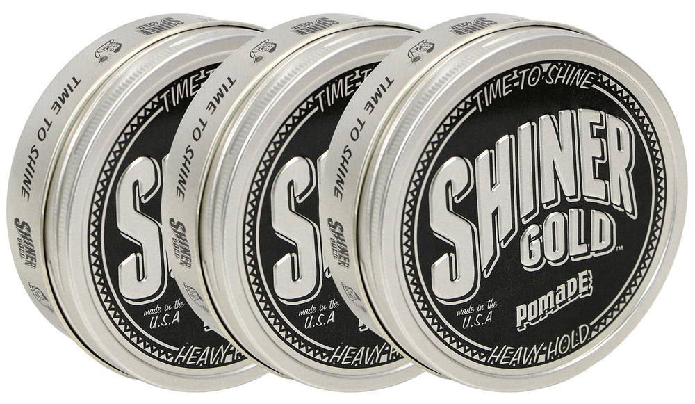 Shiner Gold Pomade, fixation-forte, pour une coiffure durable et facile à dompter.