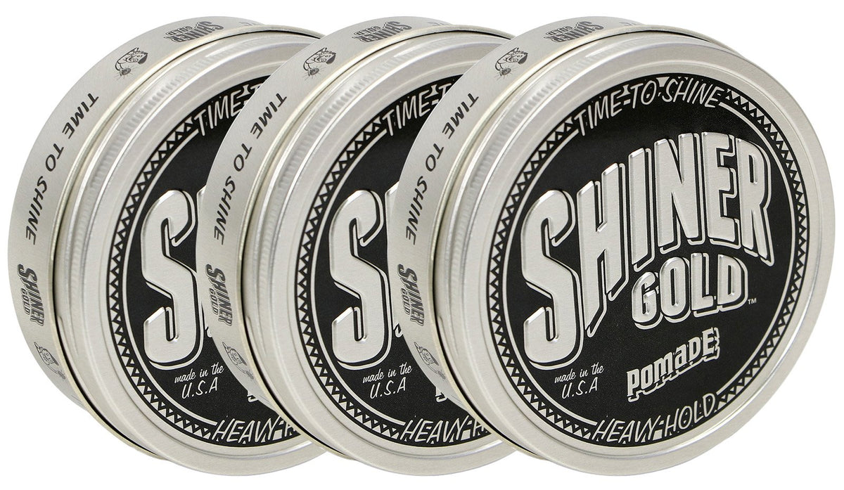 Shiner Gold Pomade, fixation-forte, pour une coiffure durable et facile à dompter.