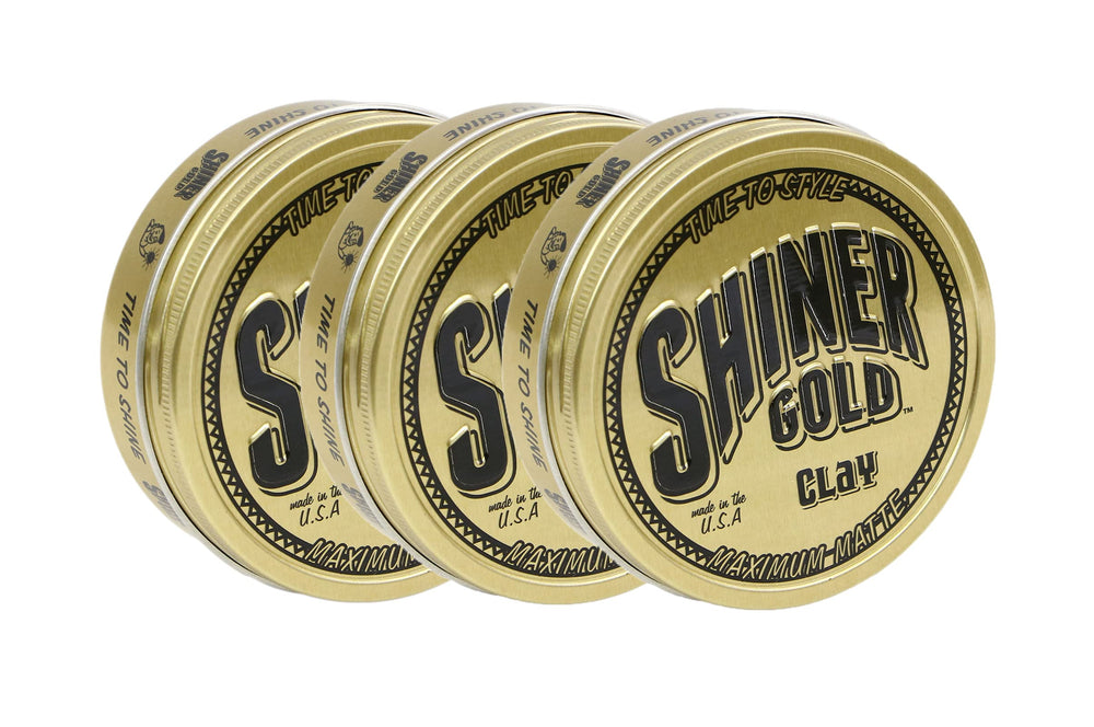 Shiner Gold Pomade Matte Clay, ensemble de 3 pots, pratique et économique.