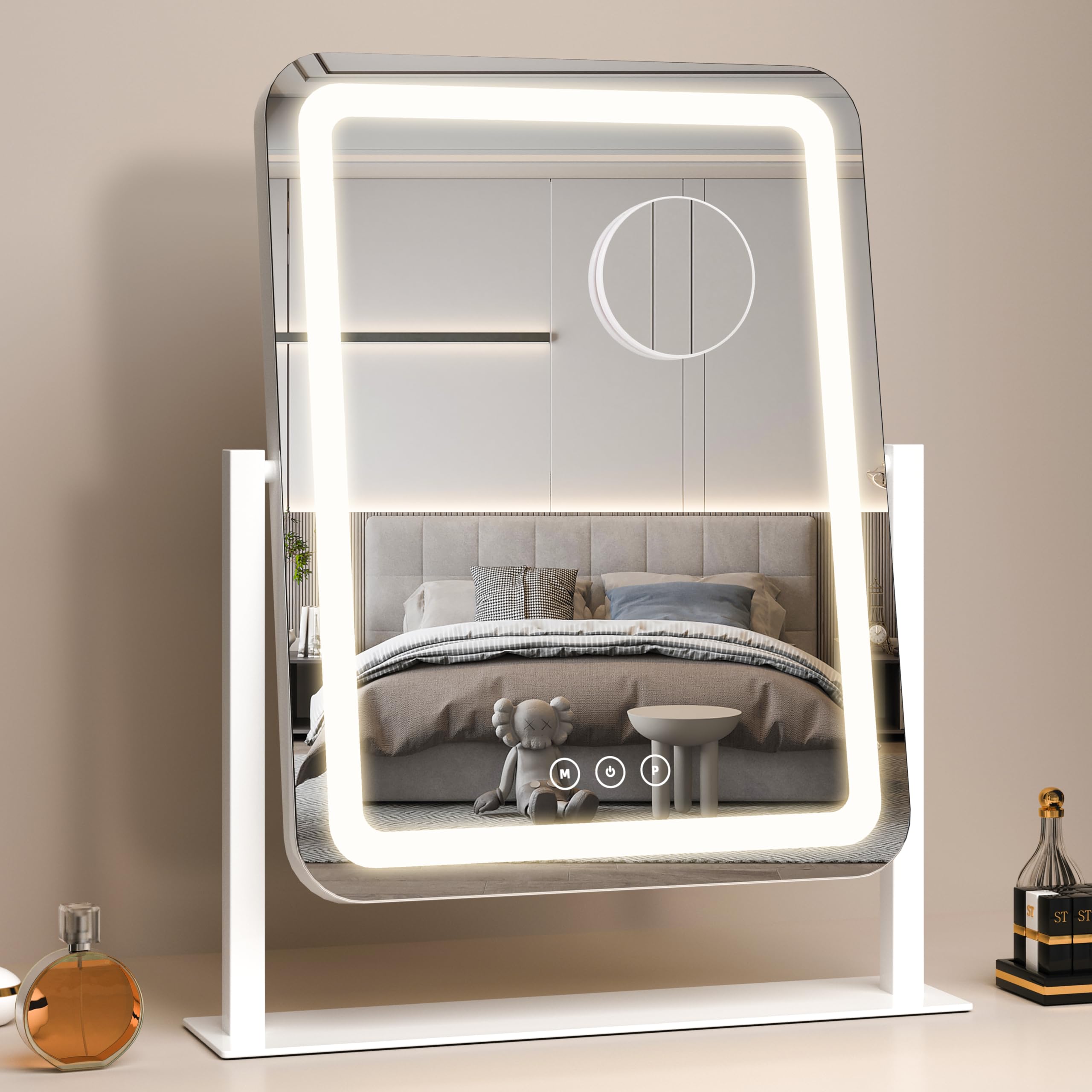 Miroir Shinerva contrôle tactile LED pour ajuster facilement la luminosité.
