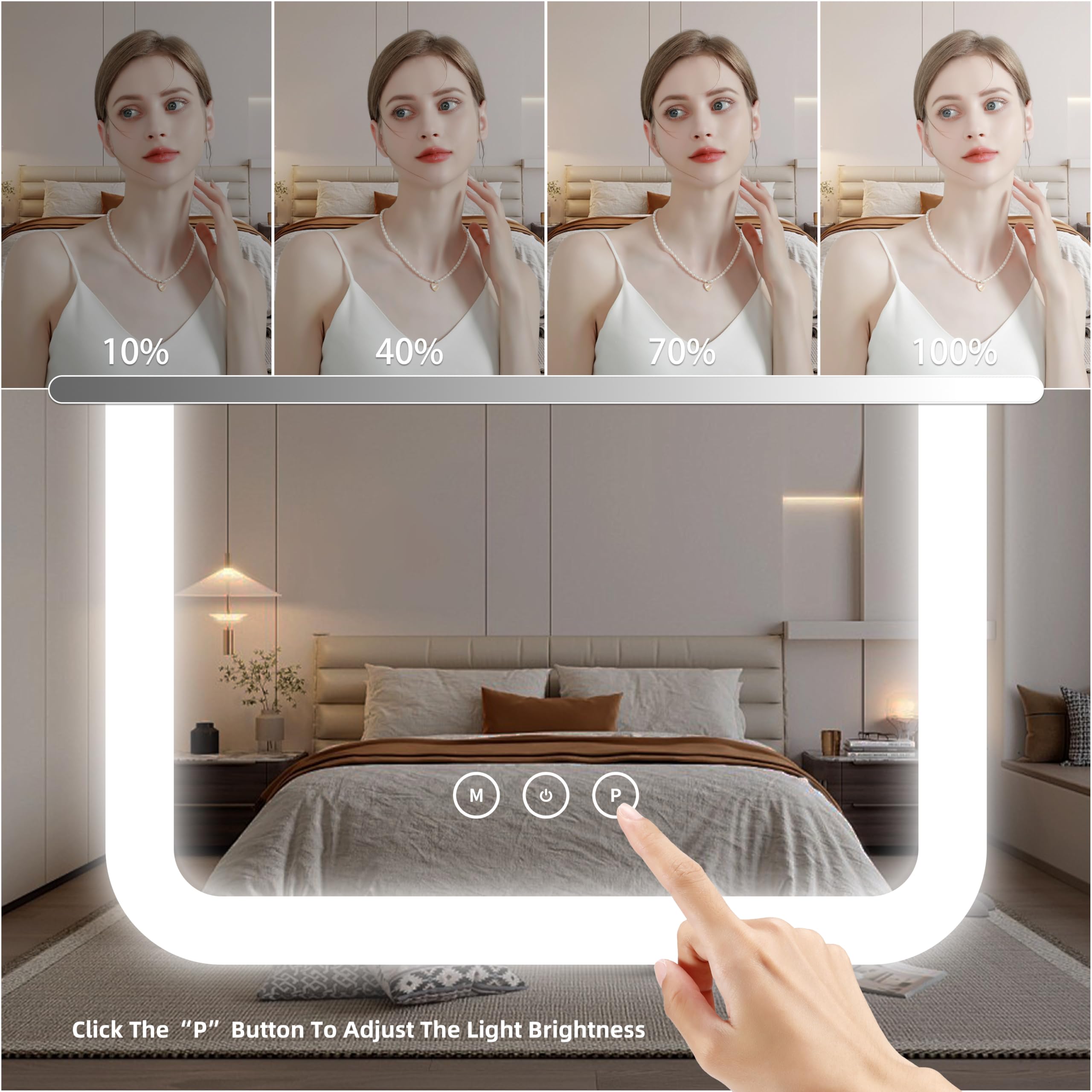 Miroir Shinerva mémoire lumineuse retient le dernier réglage.