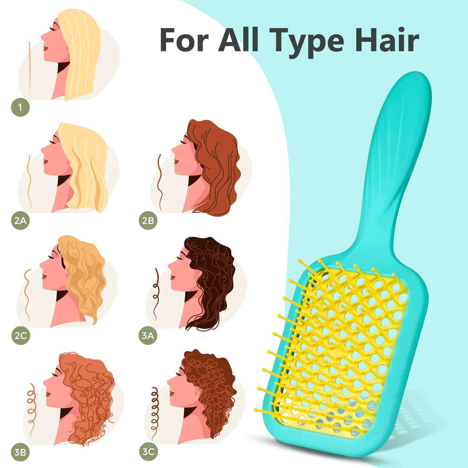 SHINLEA brosse avec maille ventillée facilitant le démêlage et le séchage.
