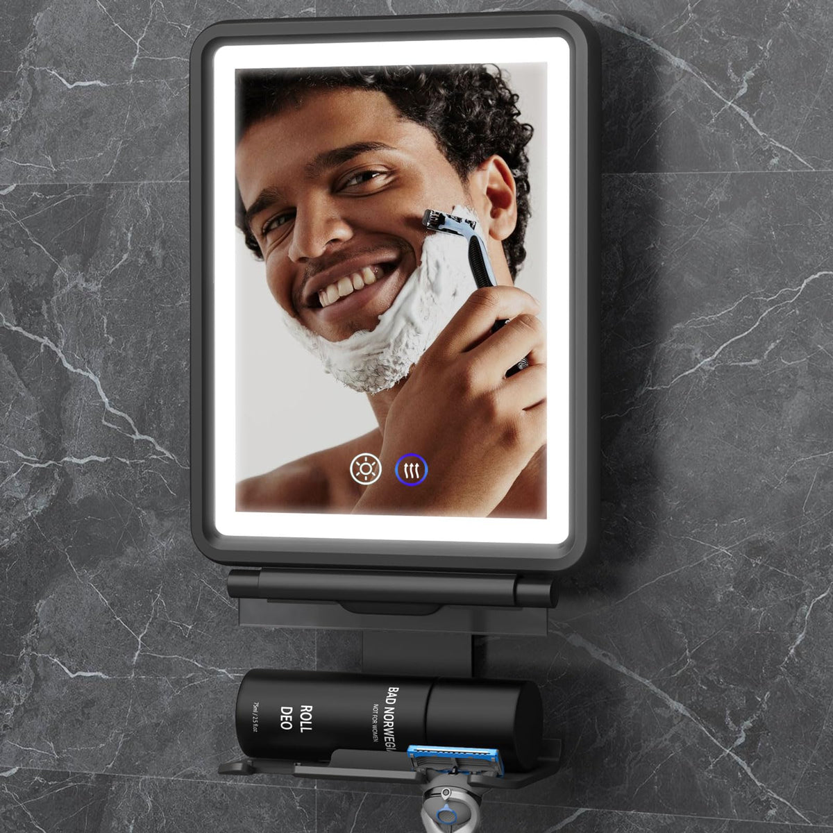 Miroir Shinowa douche chauffant anti-brouillard pour un rasage net après la douche.