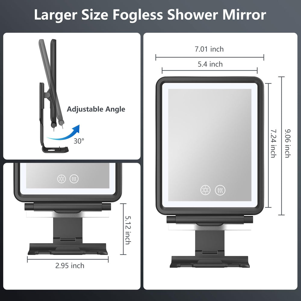 Miroir Shinowa avec indicateur lumineux et batterie faible pour recharge proactive.