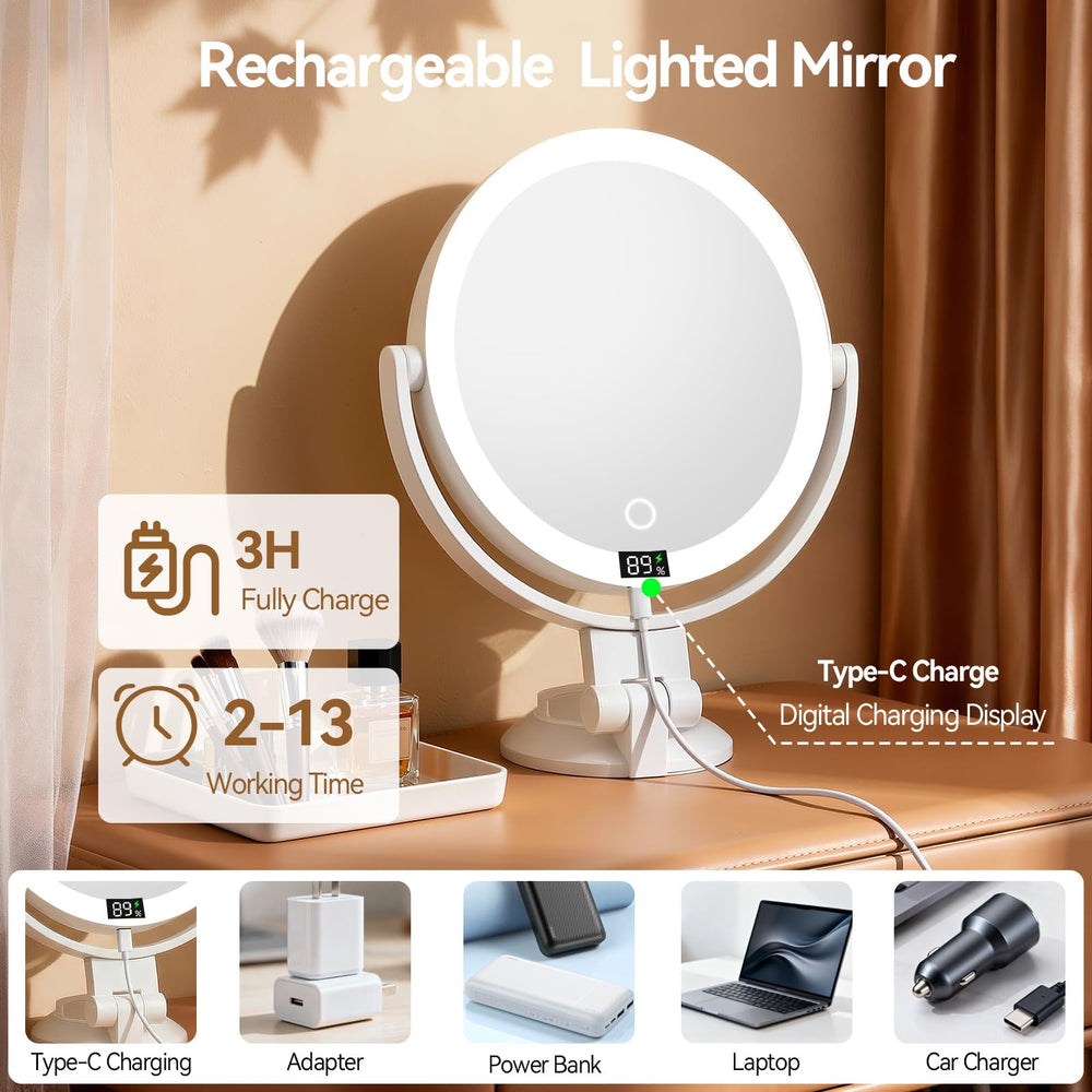 Shinowa miroir, batterie rechargeable 2000 mAh, autonomie pratique.
