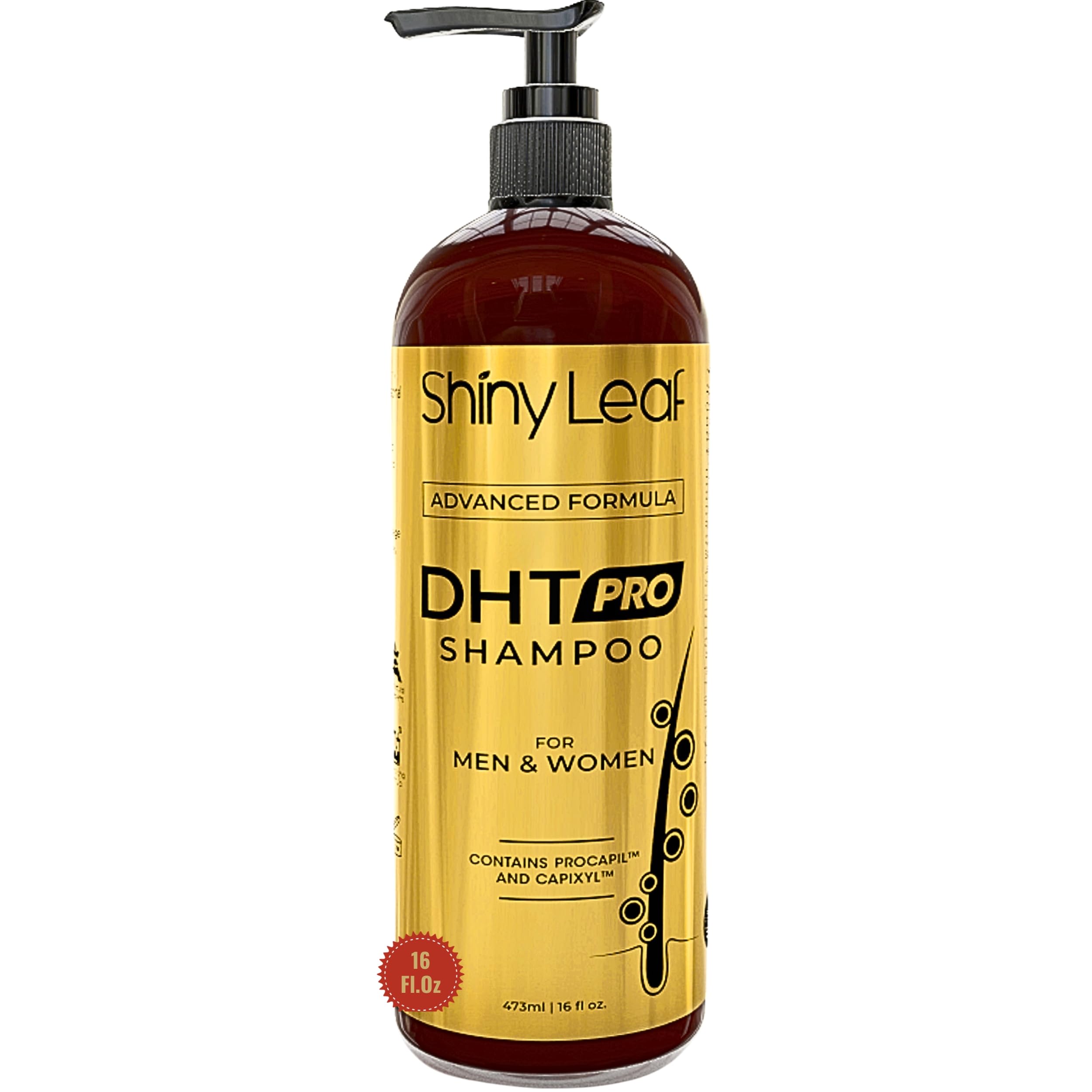 Shiny Leaf DHT Pro Shampooing: bouteille, cheveux plus épais grâce à la formule avancée