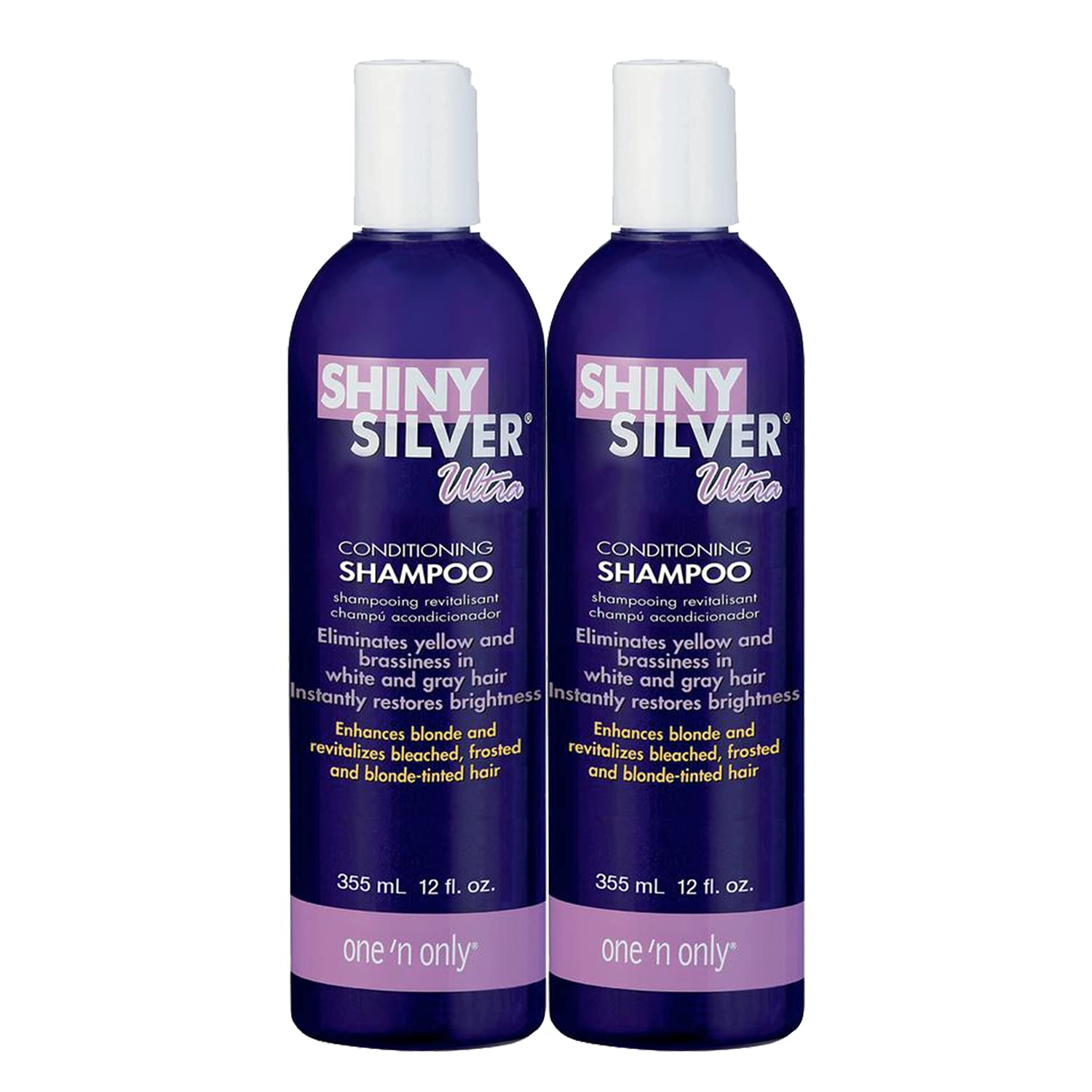 SHINY SILVER Shampoing Ultra-Conditionnant, flacon principal, apporte brillance et neutralise les nuances jaunes.