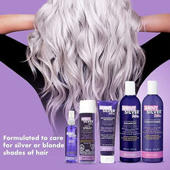 SHINY SILVER Shampoing Ultra-Conditionnant, étiquette claire, rappelle neutralisation des tons jaunis et brillance.