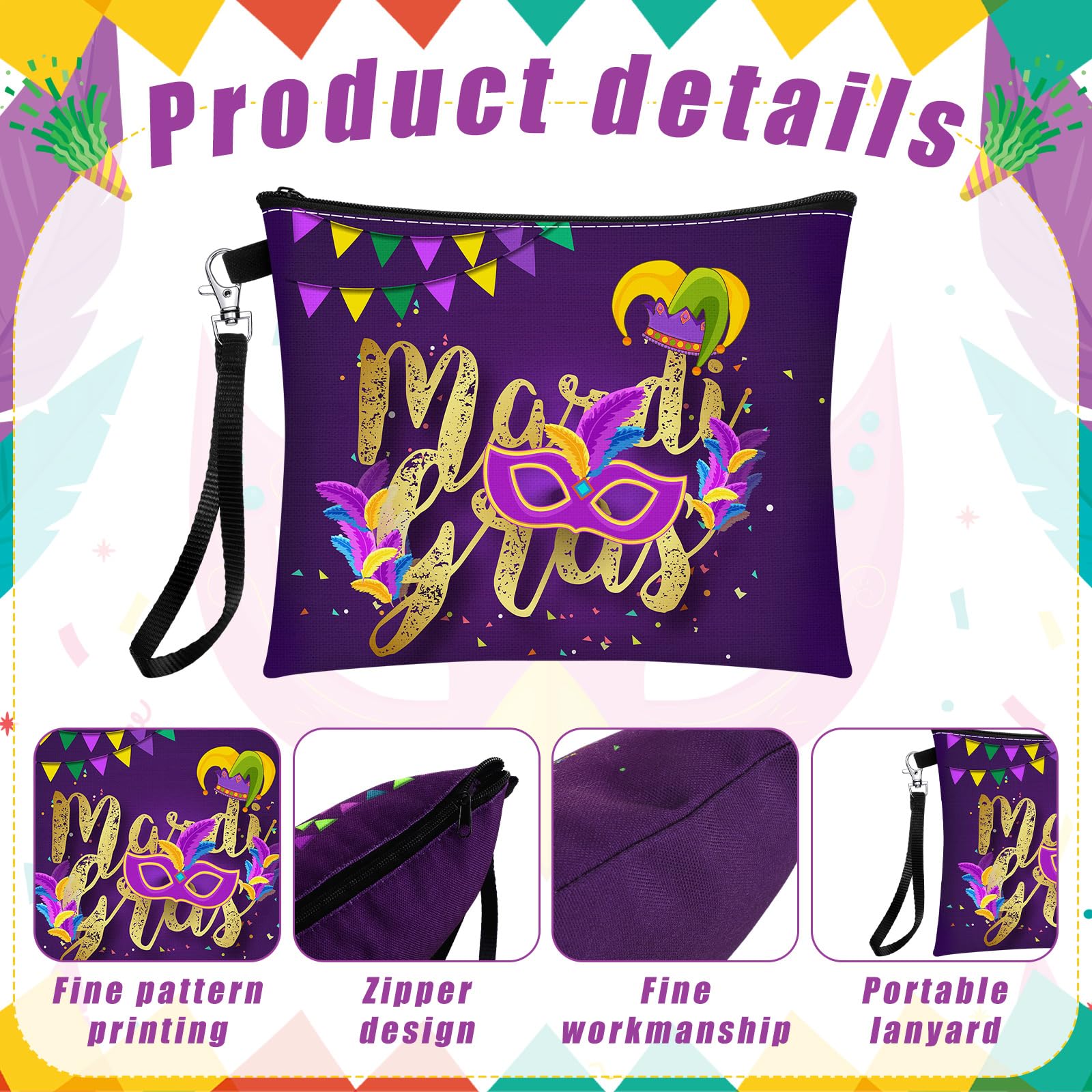 Shinylin sac maquillage carnaval design coloré, parfait pour les voyages