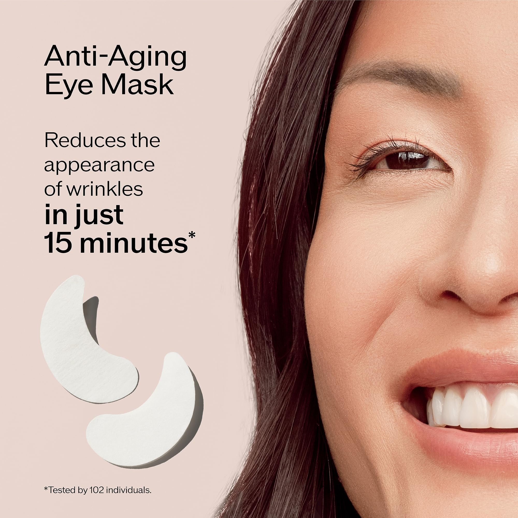 Application rapide du masque yeux Benefiance, ridules potentiellement atténuées en 15 minutes.
