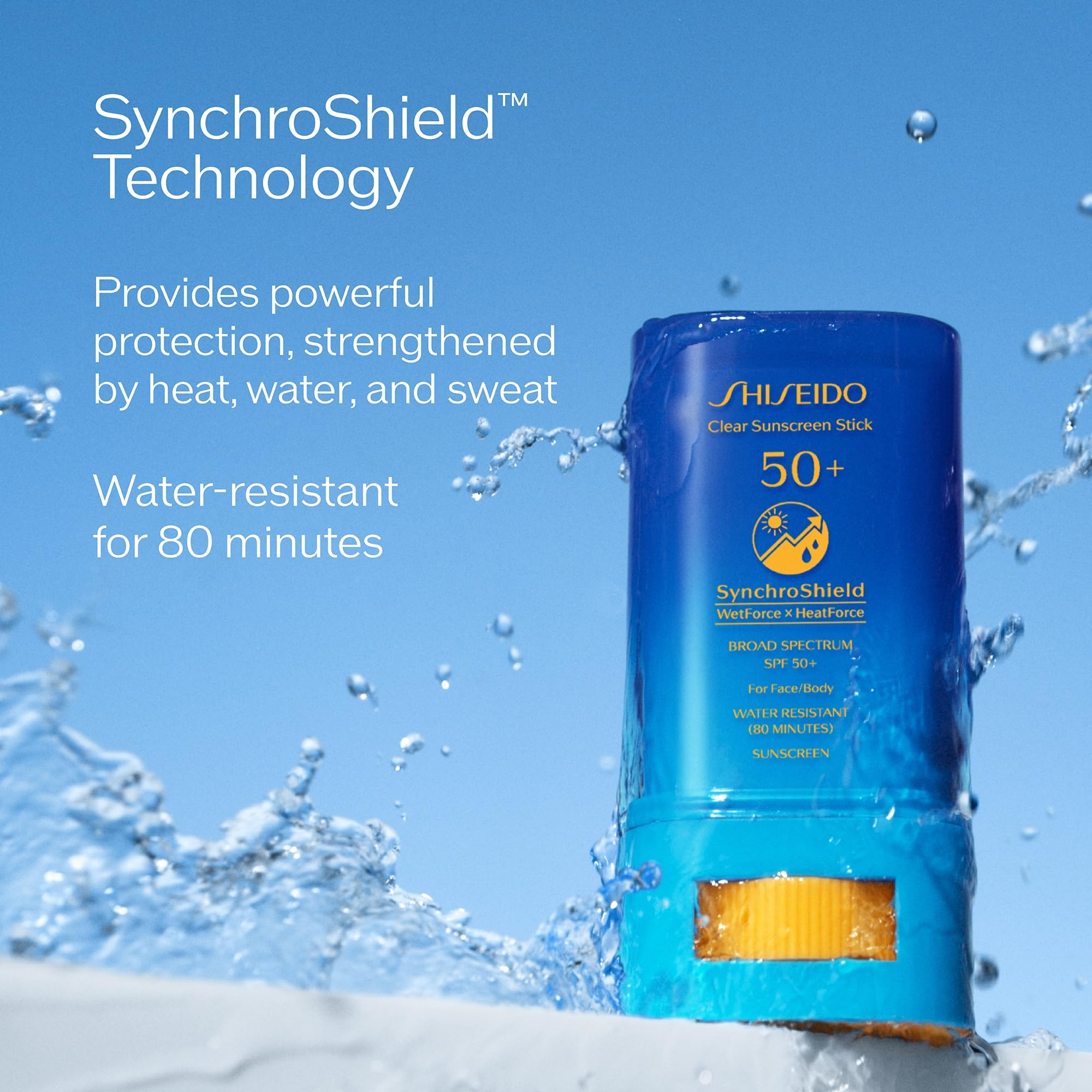 Shiseido Clear Sunscreen Stick SPF 50+ activation HeatForce sous chaleur