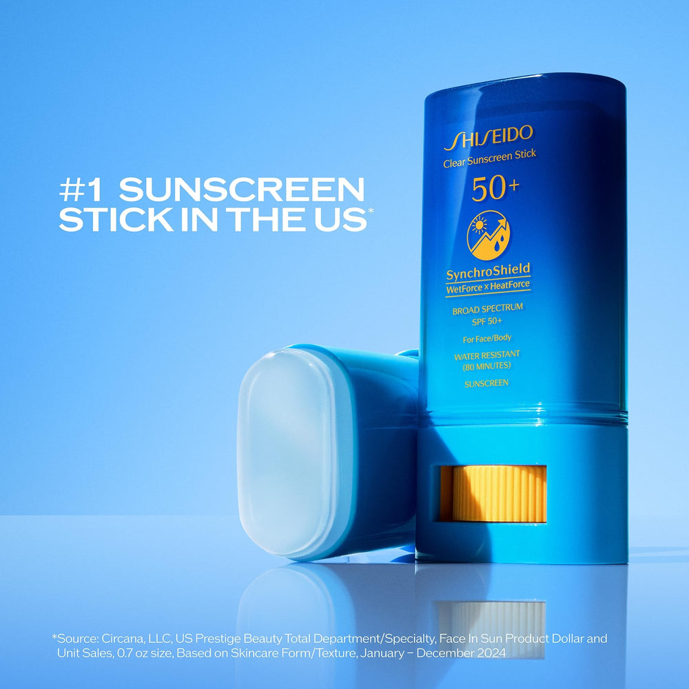 Shiseido Clear Sunscreen Stick SPF 50+ avant maquillage, prépare la peau sans effort