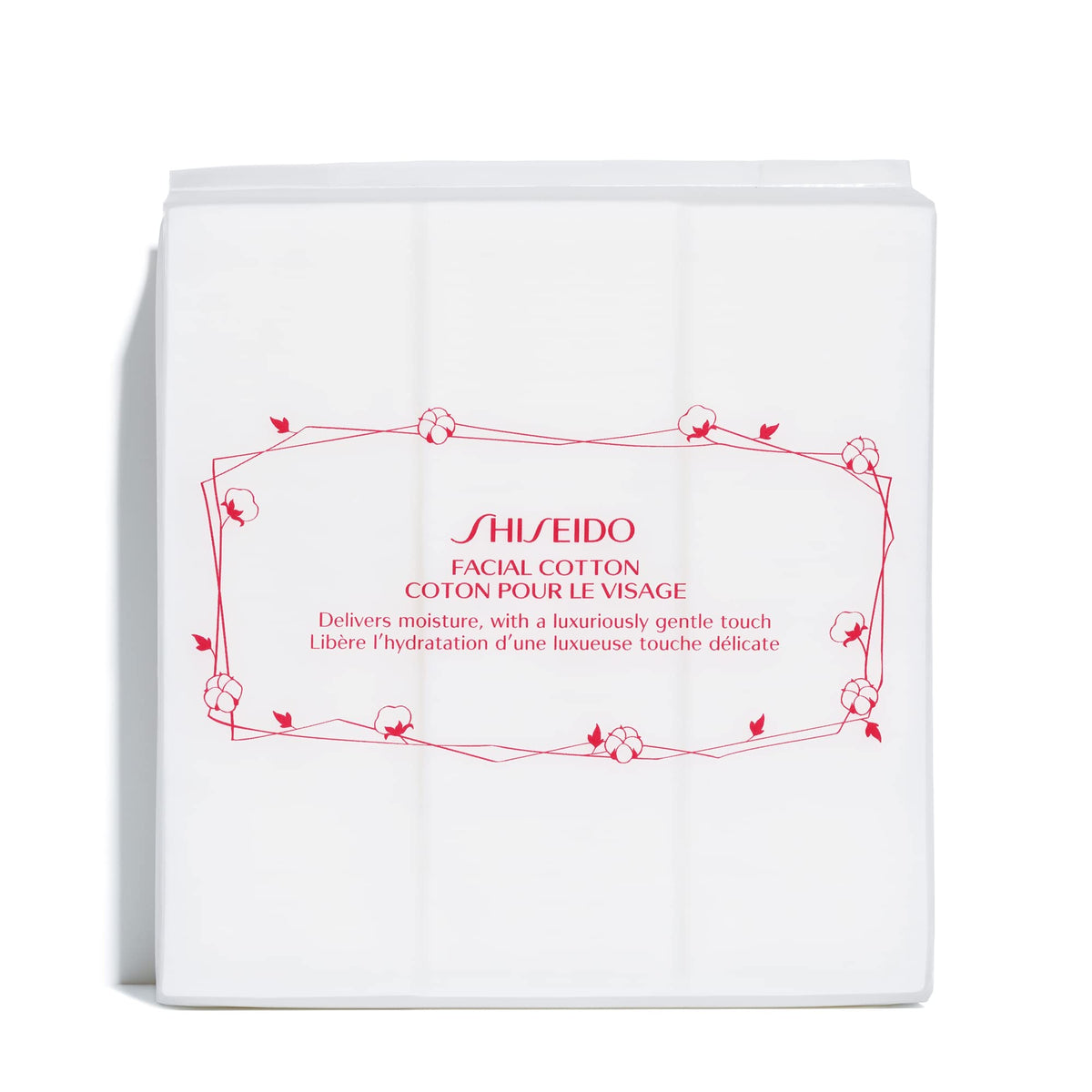 Shiseido Coton Visage – 165 carrés, douceur luxueuse pour le soin quotidien.
