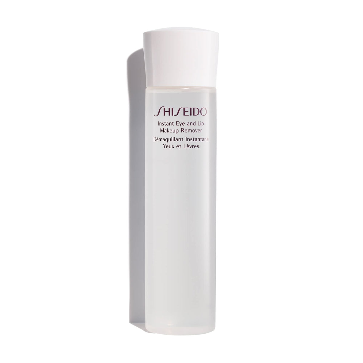 Shiseido démaquillant yeux et lèvres, flacon élégant, dissout maquillage résistant à l'eau en douceur.