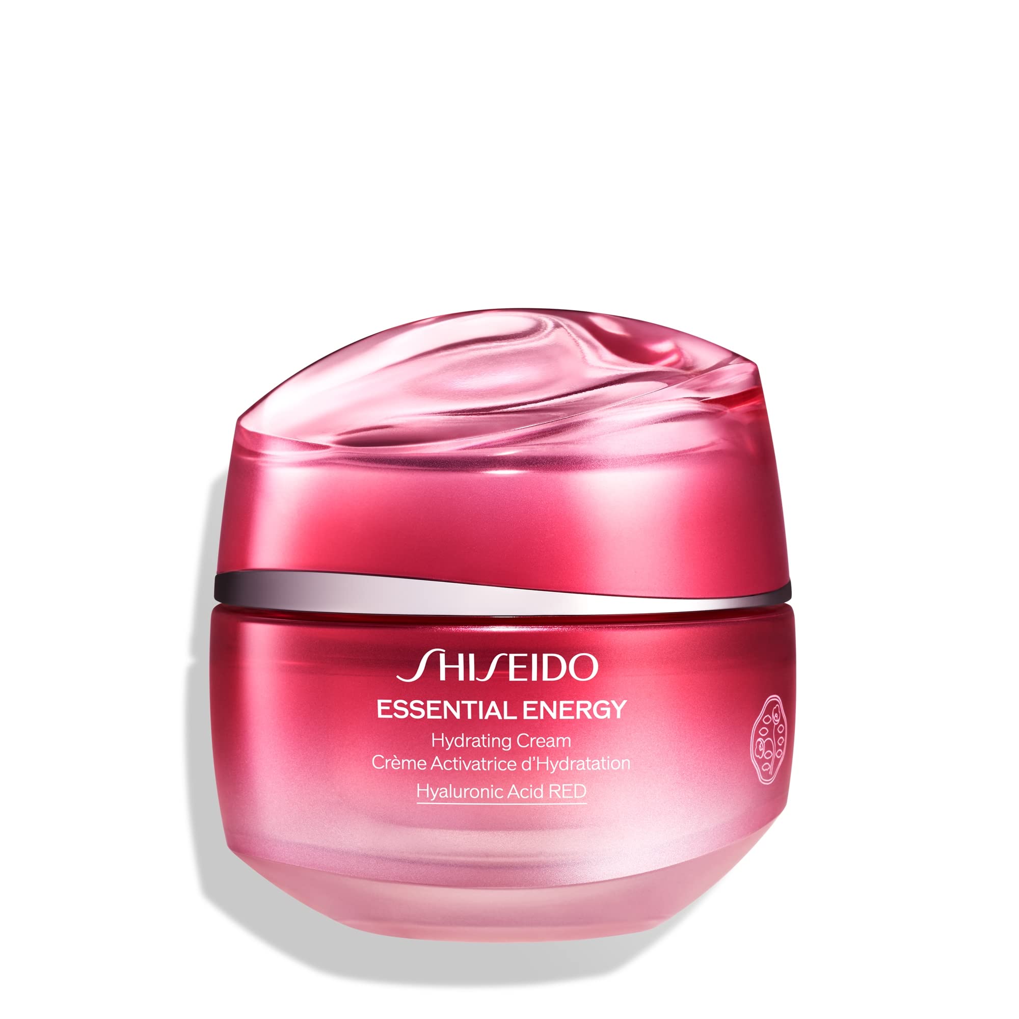Shiseido Essential Energy Crème, bouteille pompe, hydratation longue durée et usage quotidien.