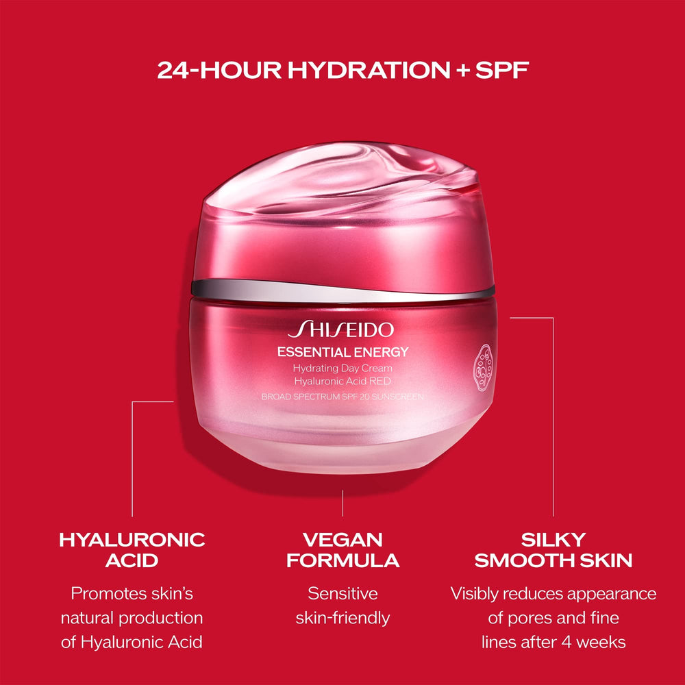 Shiseido Essential Energy crème ciblant les pores et ridules grâce à l'hyaluronique.