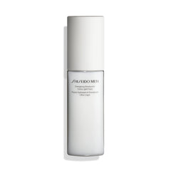 Hydratant énergisant pour homme, flacon pompe Shiseido et hydratation efficace.