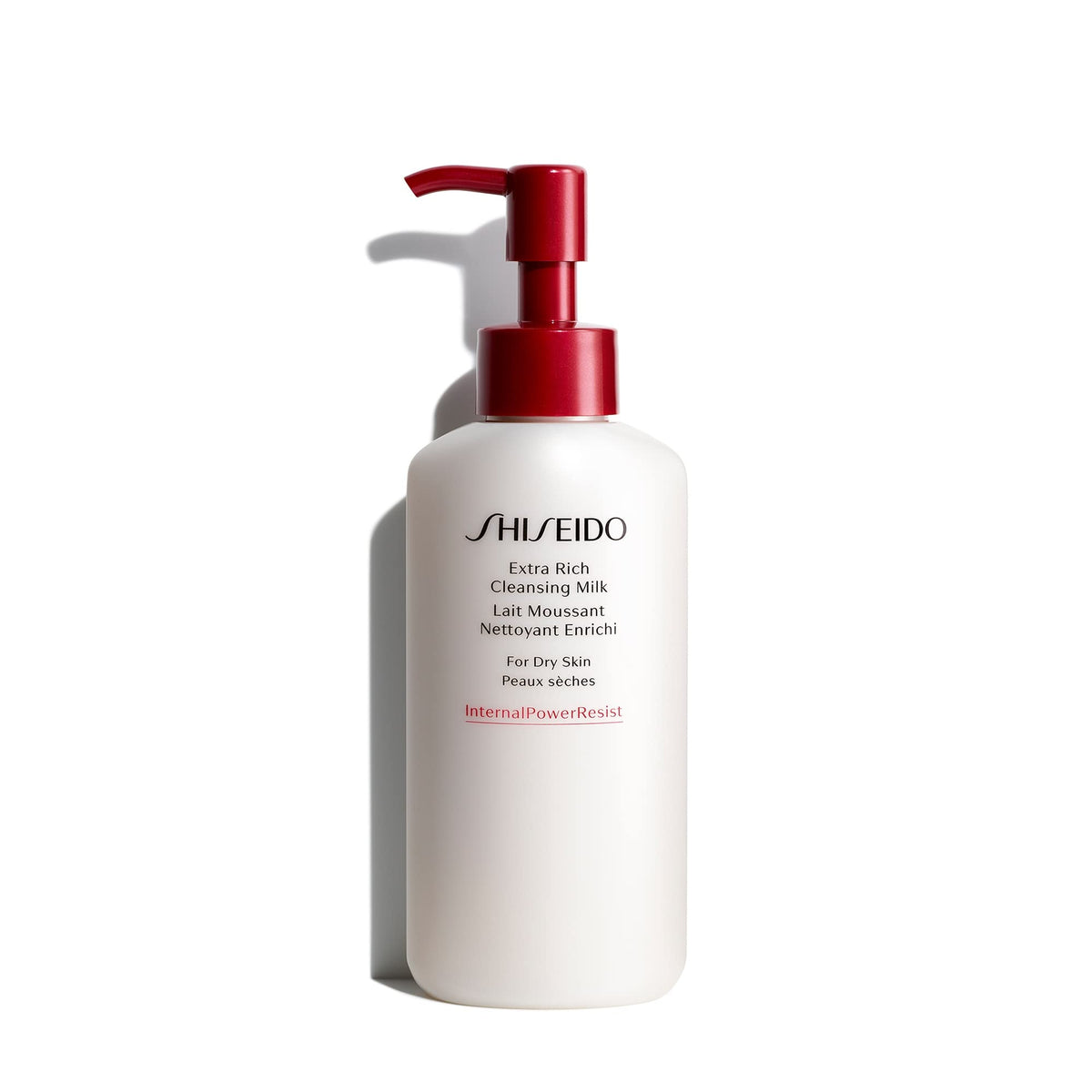 Shiseido Lait Nettoyant Extra-Riche en flacon, hydratation en profondeur avant et après le nettoyage.