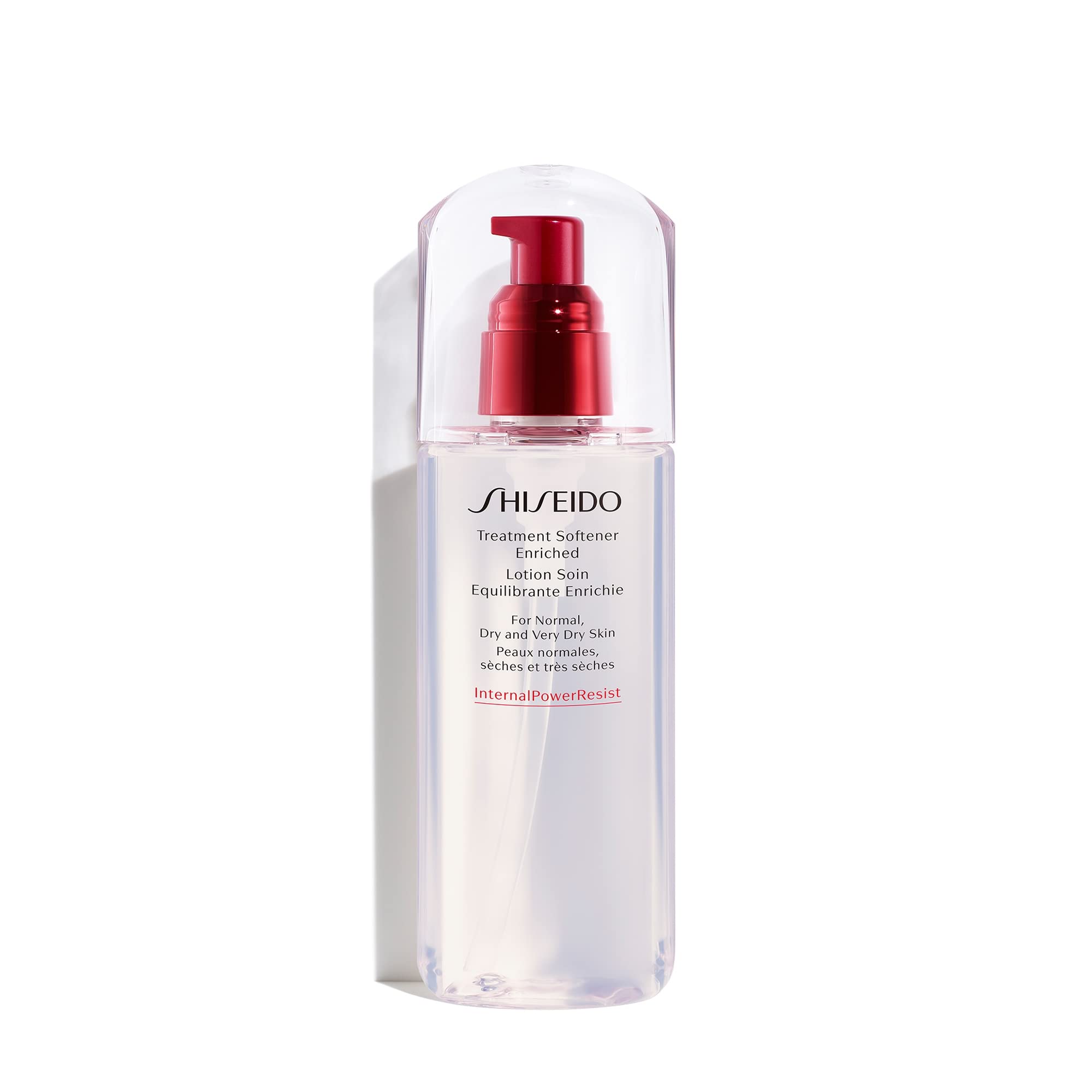Shiseido Treatment Softener Enriched, bouteille pompe, prépare la peau et assure une hydratation durable.
