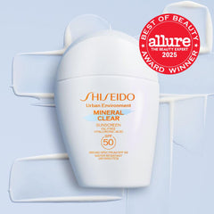 Texture légère et fini clair sans masque blanc après application par Shiseido.