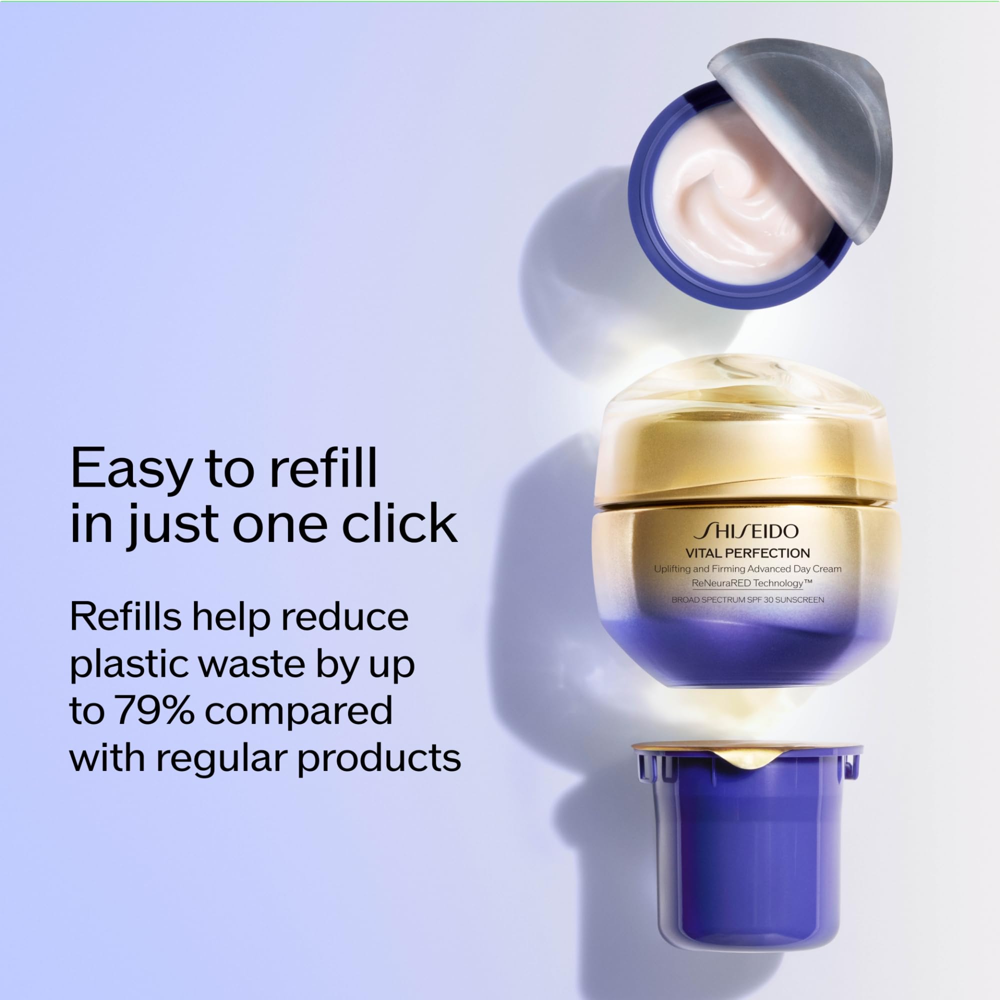 Fermeté et élasticité améliorées autour du visage avec Shiseido Vital Perfection.