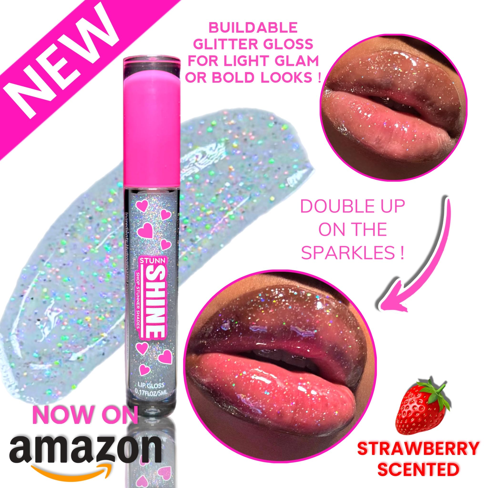 Stunn Shine, application sur les lèvres révélant une brillance satinée.