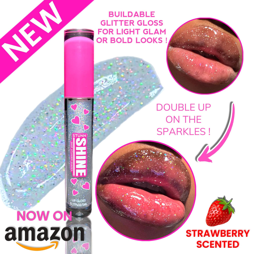 Stunn Shine, application sur les lèvres révélant une brillance satinée.