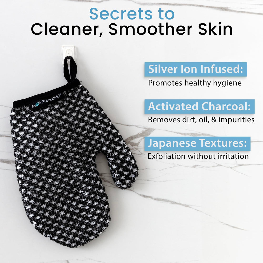 Gant exfoliant Shower Bouquet exterieur-douceur, exfoliation légère.