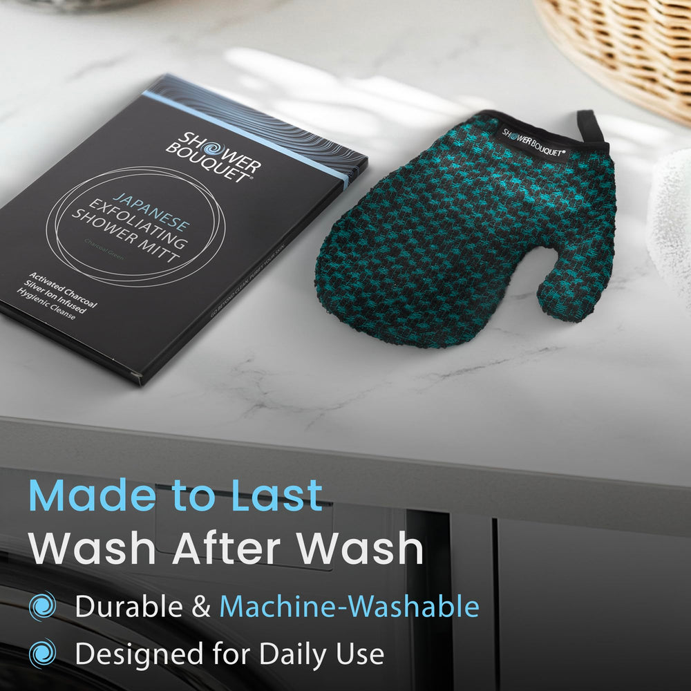 Shower Bouquet: gant exfoliant ions argent, hygiène et fraîcheur améliorées.