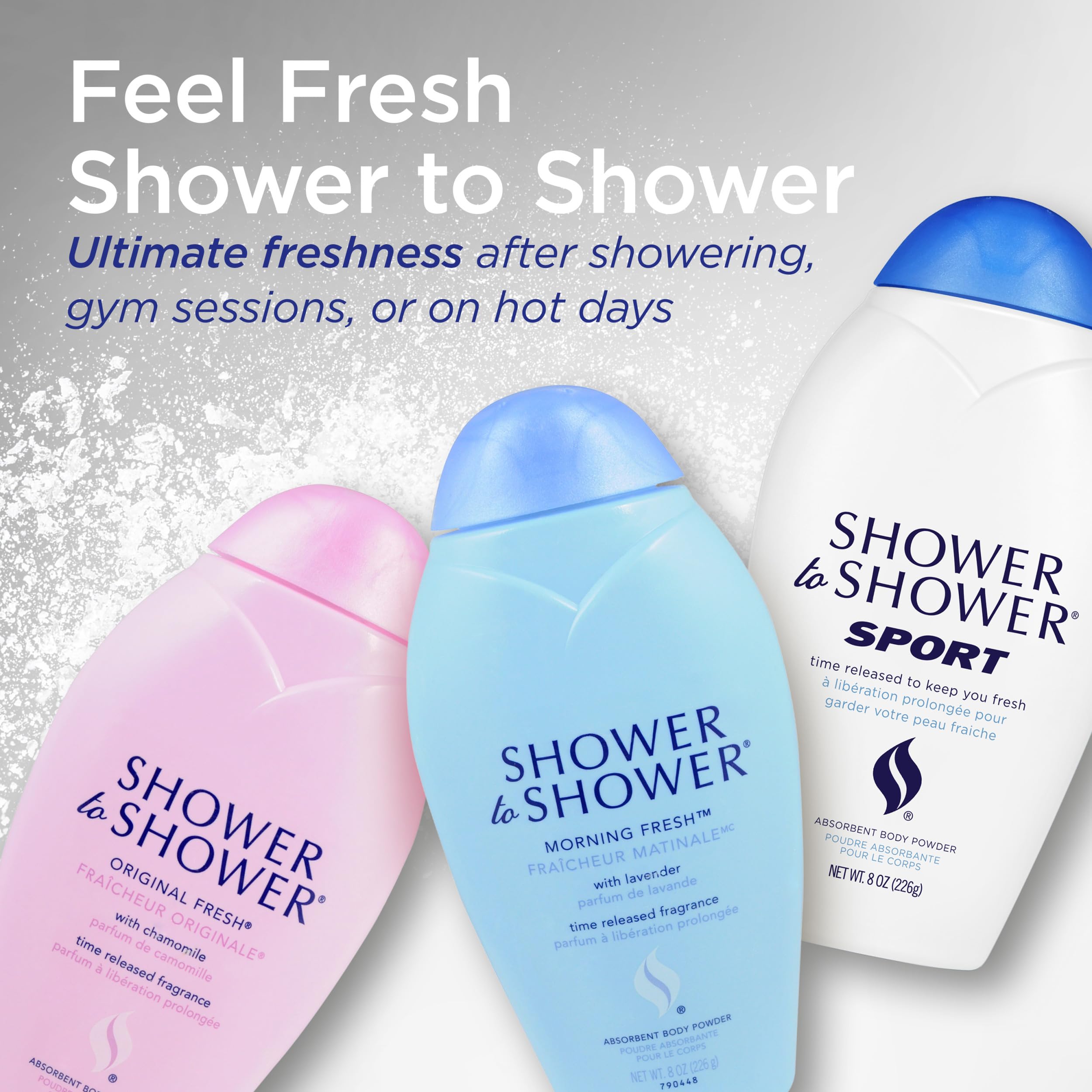 Shower To Shower Utilisation quotidienne, idéal après la douche.