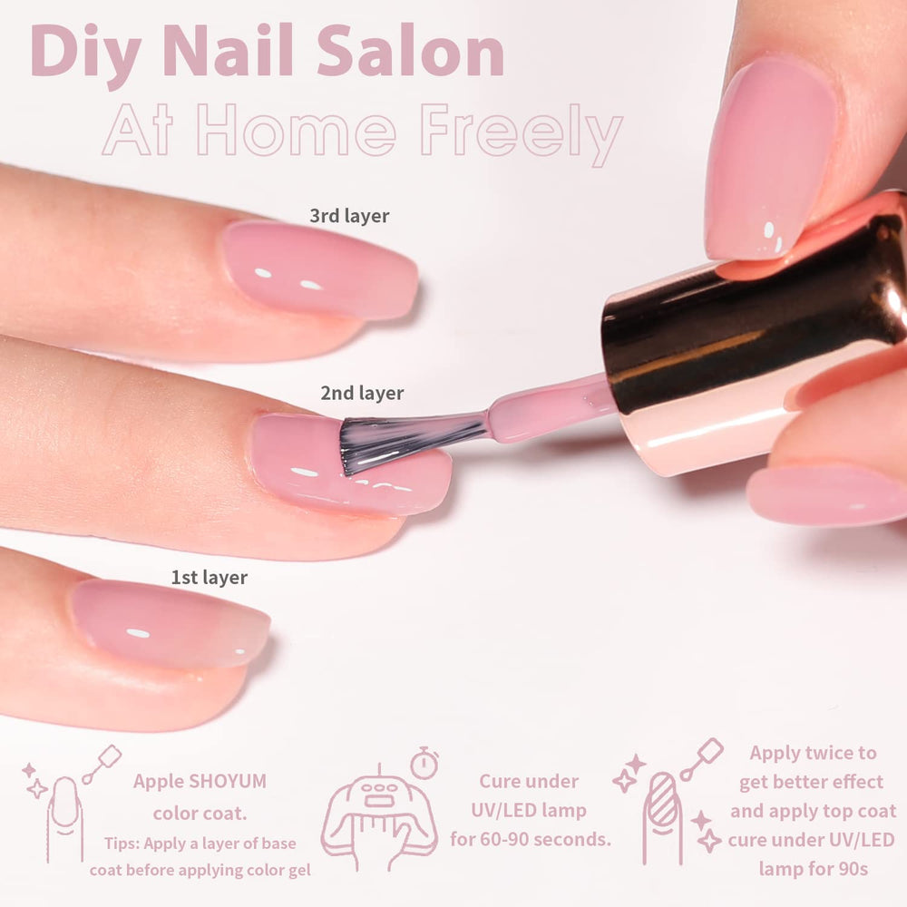 SHOYUM Jelly Nude Gel – bouteilles de vernis gel 7 ml pour des looks nude