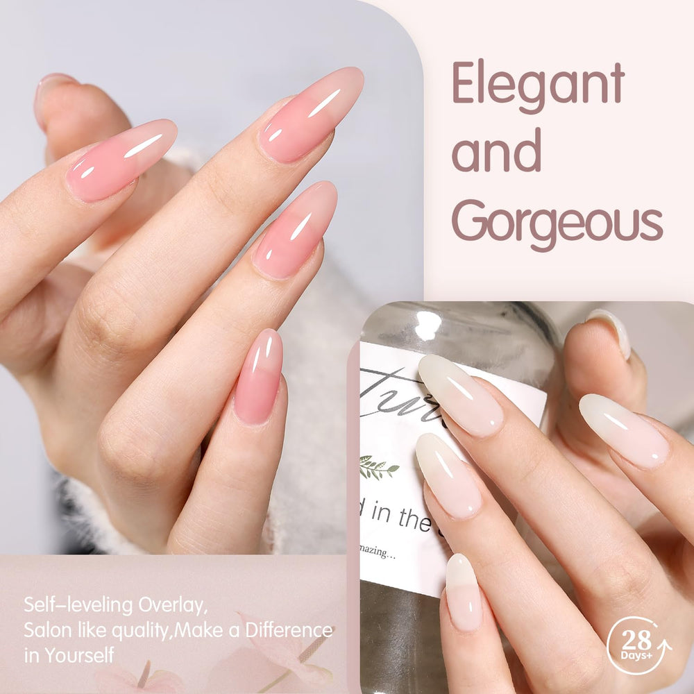 Ongle en cours d’application du gel nude SHOYUM.