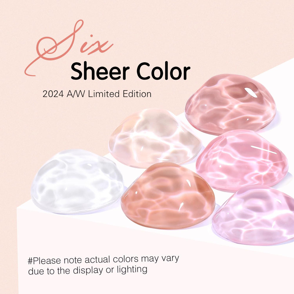 SHOYUM translucent nude-pink gel offers soft, natural-looking nails