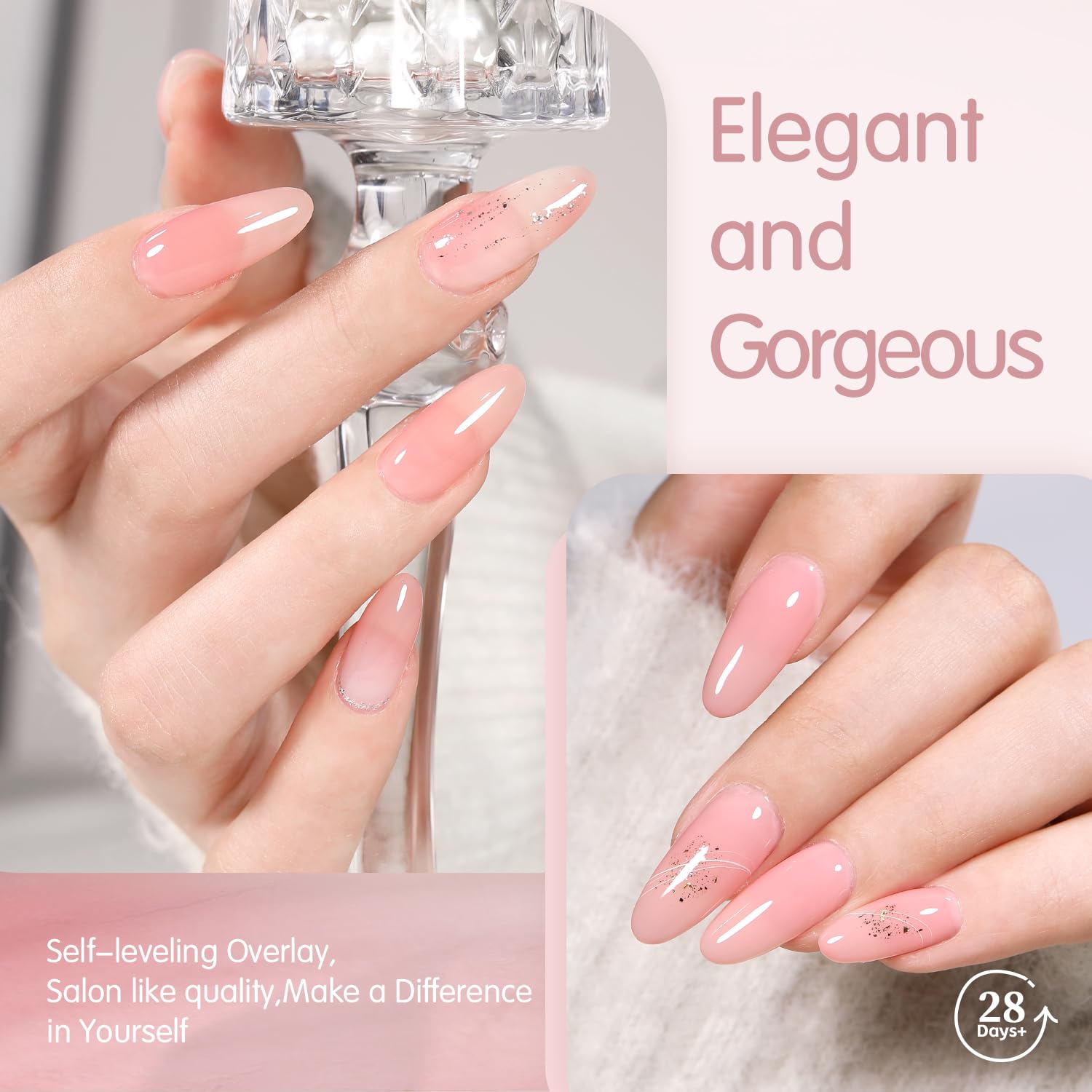SHOYUM Jelly Gel nude pale, fini lustré durable pour usage maison
