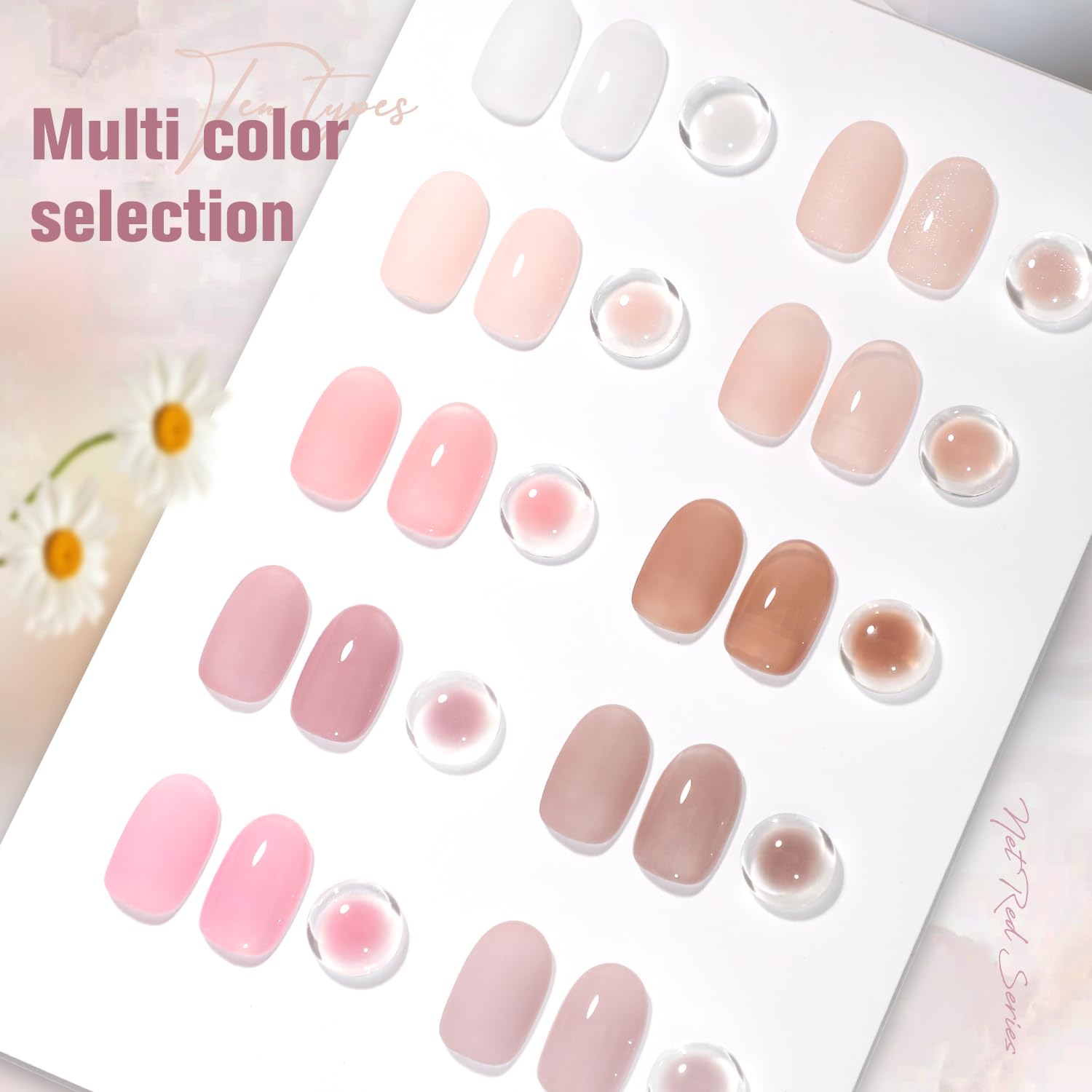 SHOYUM Jelly Nude Gel – bouteilles de 7 ml montrant les teintes nude pour usage domestique