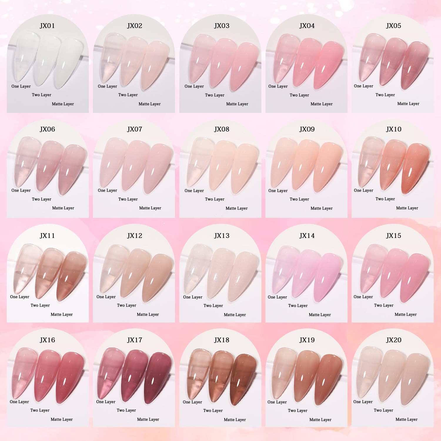 SHOYUM vernis gel nude jelly appliqué sur ongle, transparence modulable.