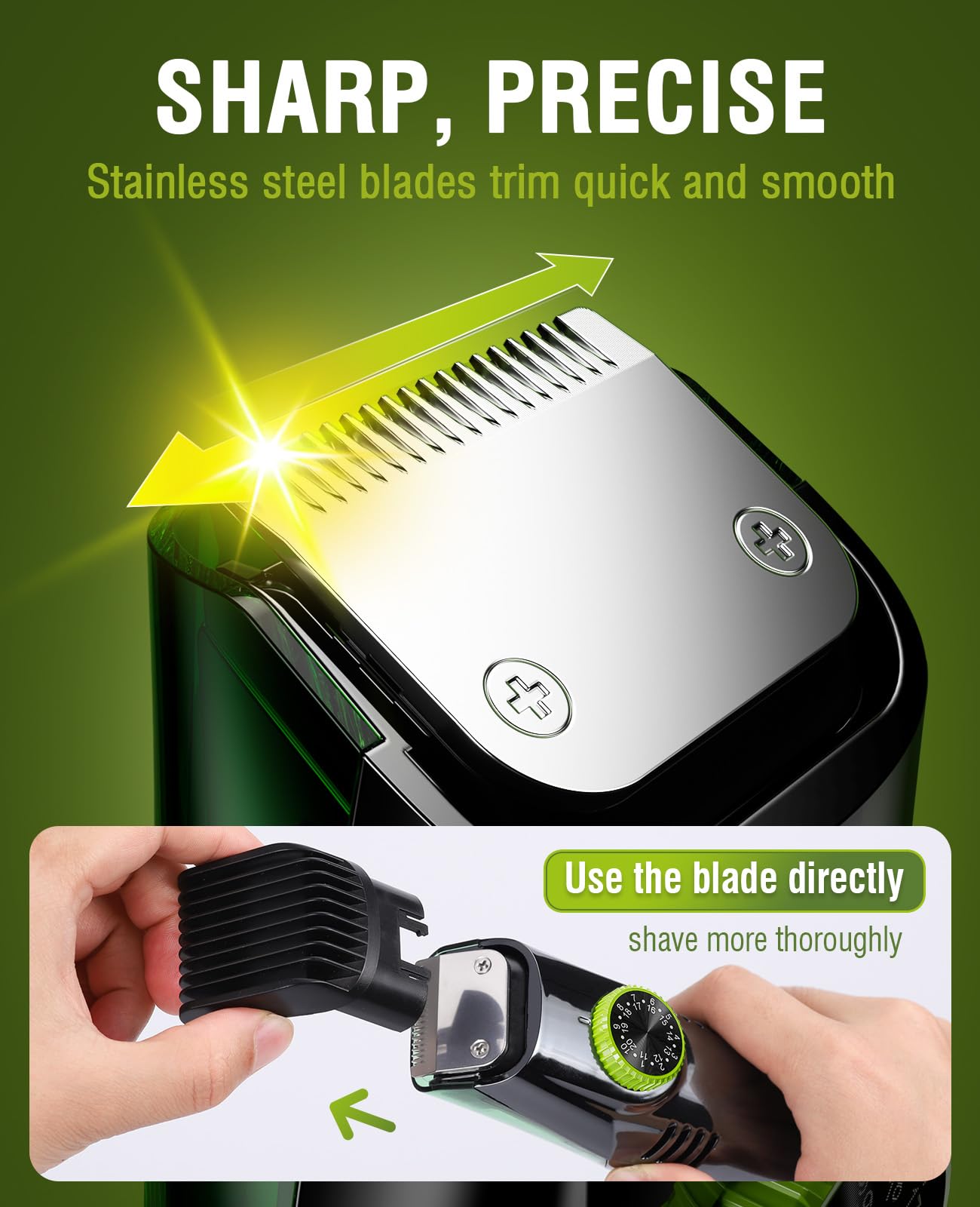 SHPAVVER tondeuse barbe etanche IPX7 pour usage sec ou humide.