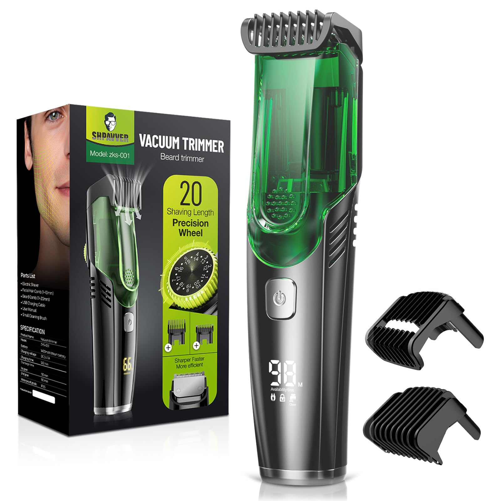SHPAVVER tondeuse barbe aspirateur intégré pour un nettoyage sans poussière.