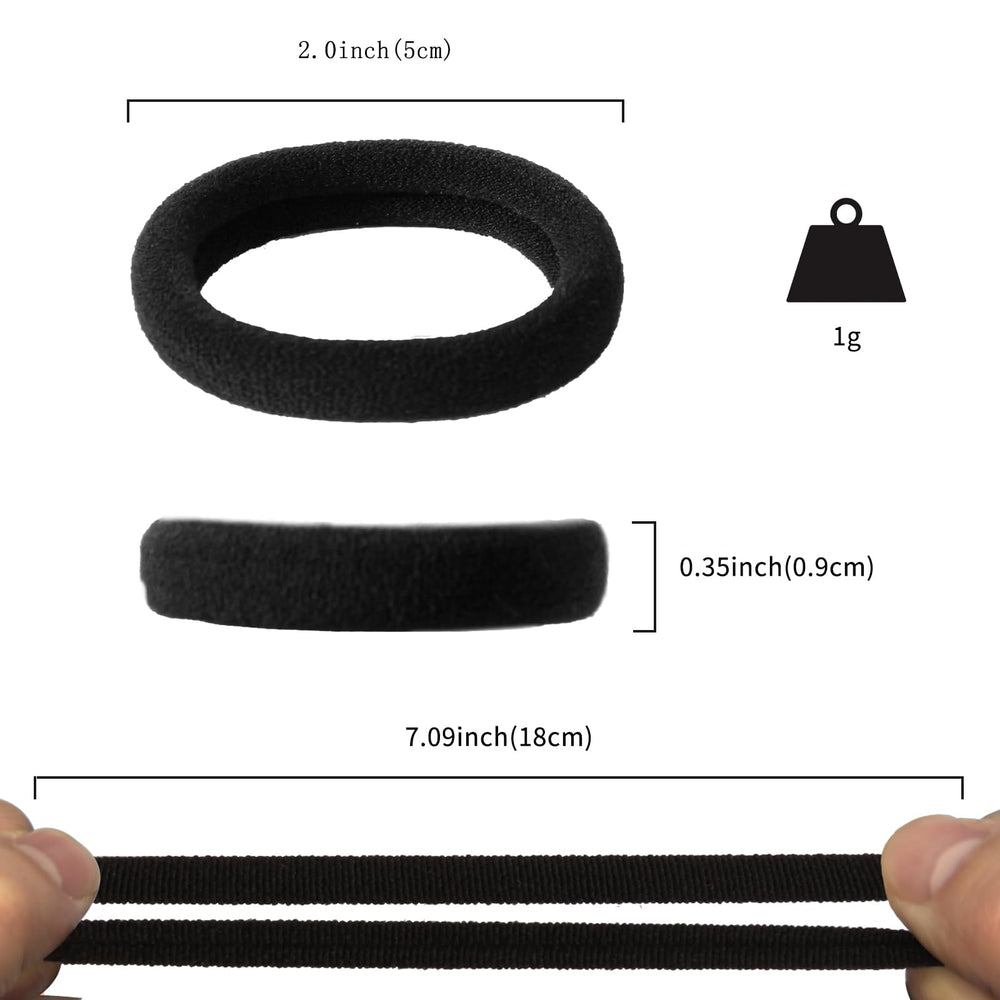 Bande élastique sans coutures Shrandi noir pour queue de cheval.