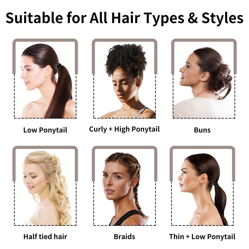 Élastiques Shrandi résistants en nylon noir pour cheveux épais et fins.