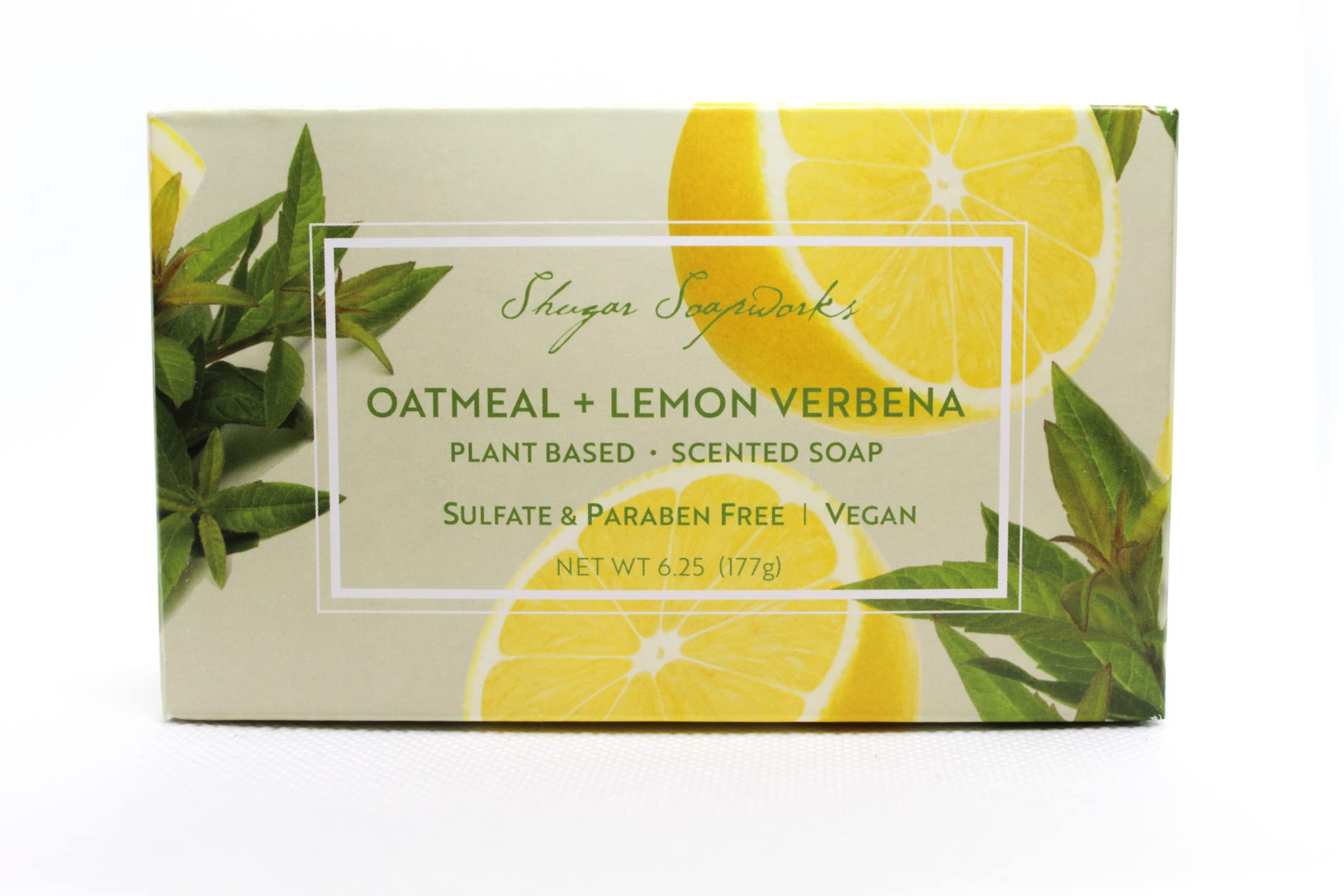 Shugar Soapworks Barre Savon Avoine Citron Verveine: zoom sur texture naturelle.