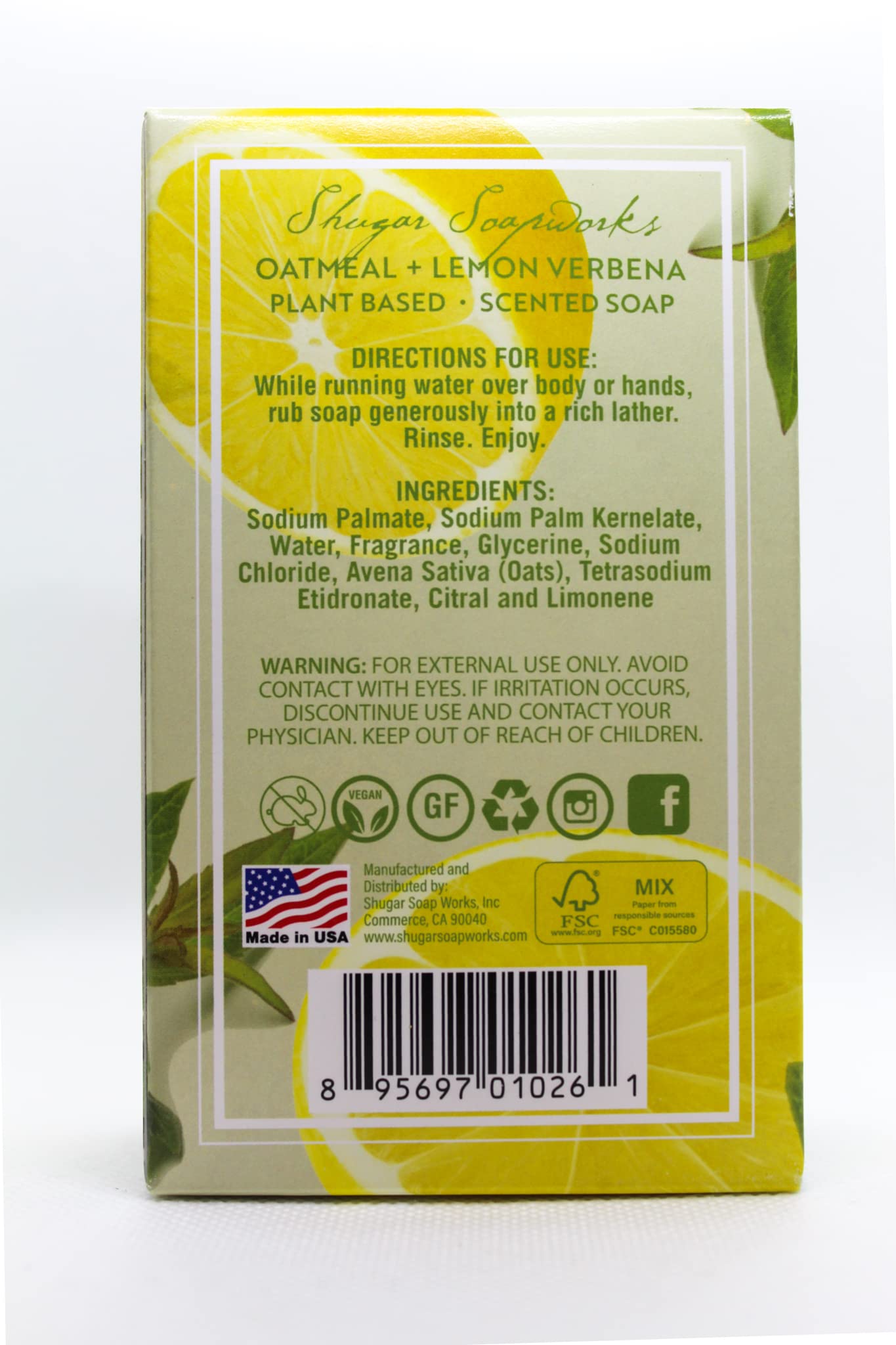 Shugar Soapworks Mousse Douce Savon Avoine Verveine: mousse riche et parfum frais.