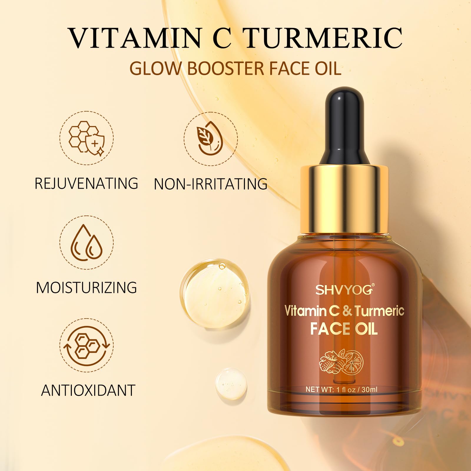 SHVYOG huile visage bouteille verre protectrice, stabilité vitamine C.