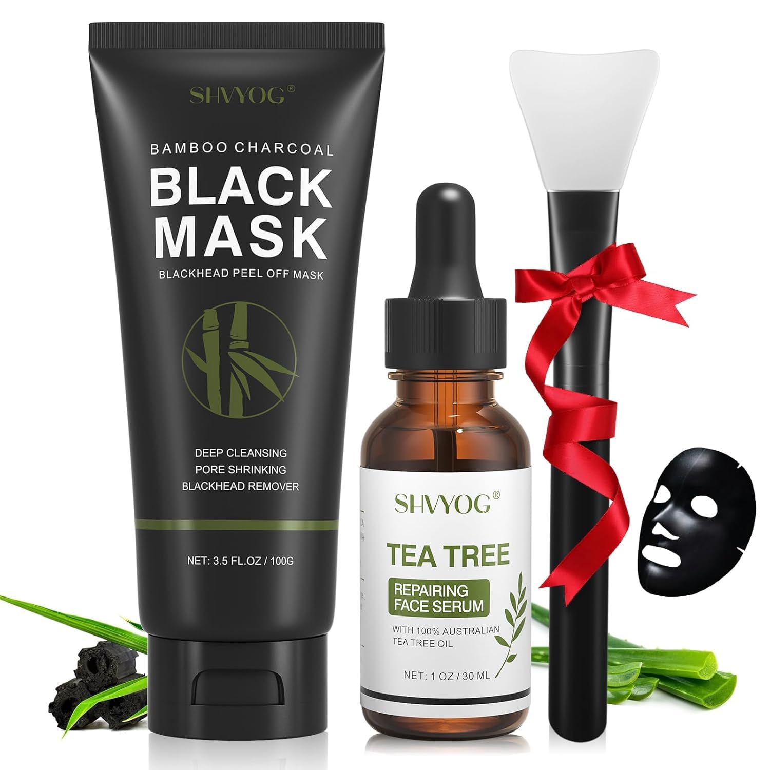 SHVYOG masque noir Peel-Off avec applicateur pour purifier les pores.
