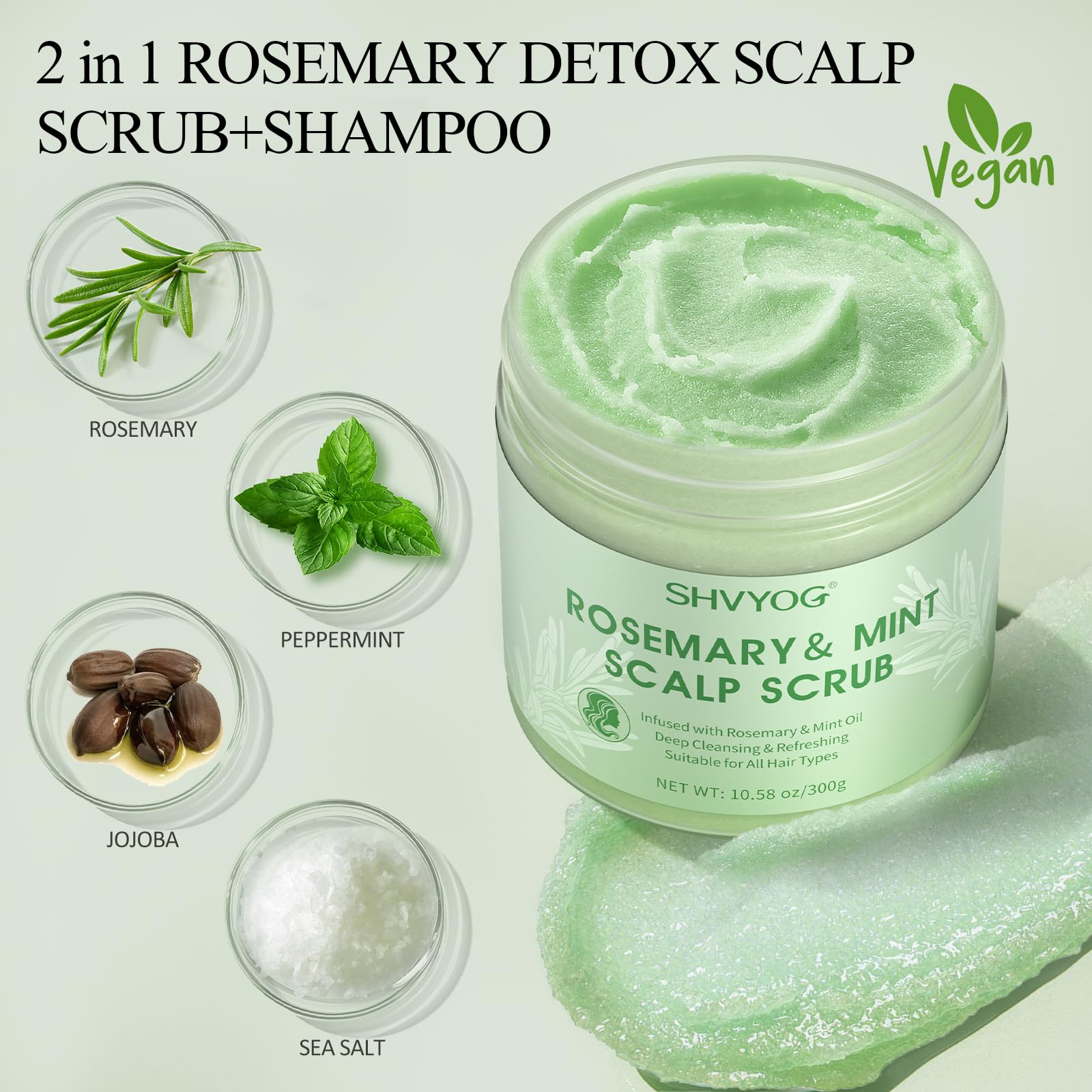 SHVYOG Scrub Menthe Poivrée Chevelure: apaise les démangeaisons et équilibre les cheveux.