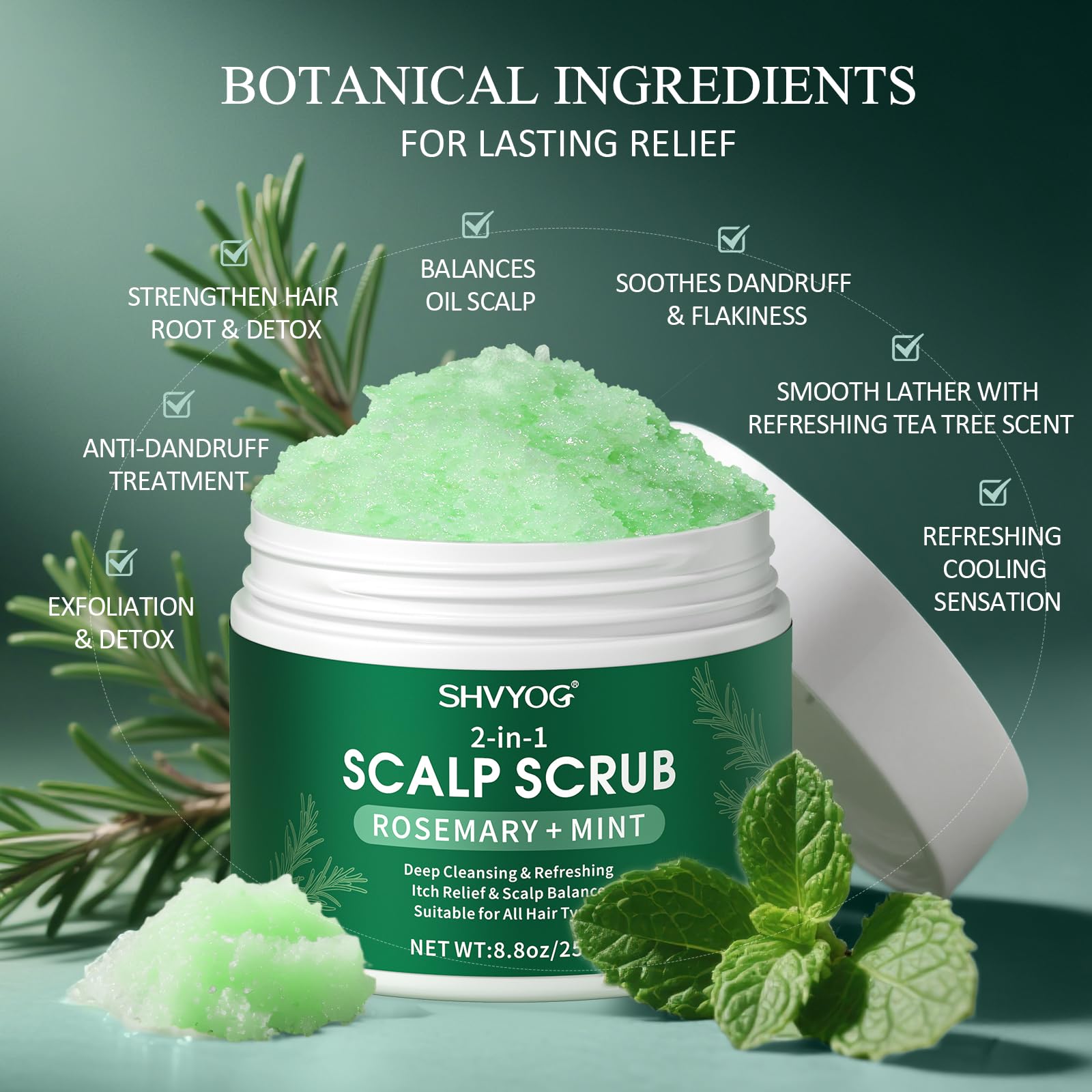 SHVYOG Soin capillaire detox romarin-menthe pour cuir chevelu sain.