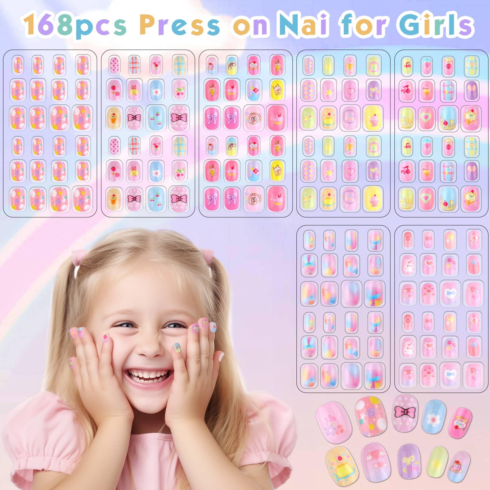 Shynek Kids ongles enfant coloris vifs pour déco ludique